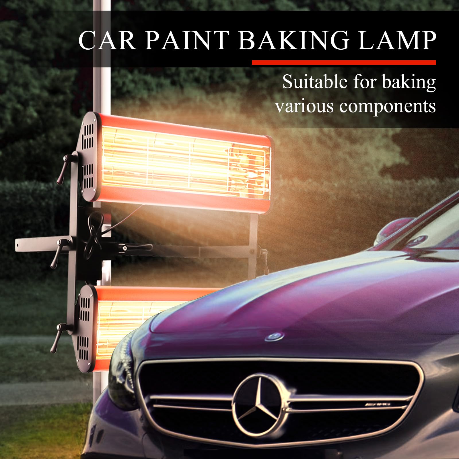 Solary Infrared Paint Curing Lamp - Short Wave Infrared Dryer with Timer for Car Paint Spray Booth, 2100W