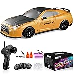 Remote Control Car RC Drift Car 2.4GHz 1:24 Scale 4WD 15KM/H High Speed Model Vehicle with LED Lights Drifting Tire Racing Sport Toy Car for Adults Boys Girls Kids Gift 2Pcs Rechargeable Batteries