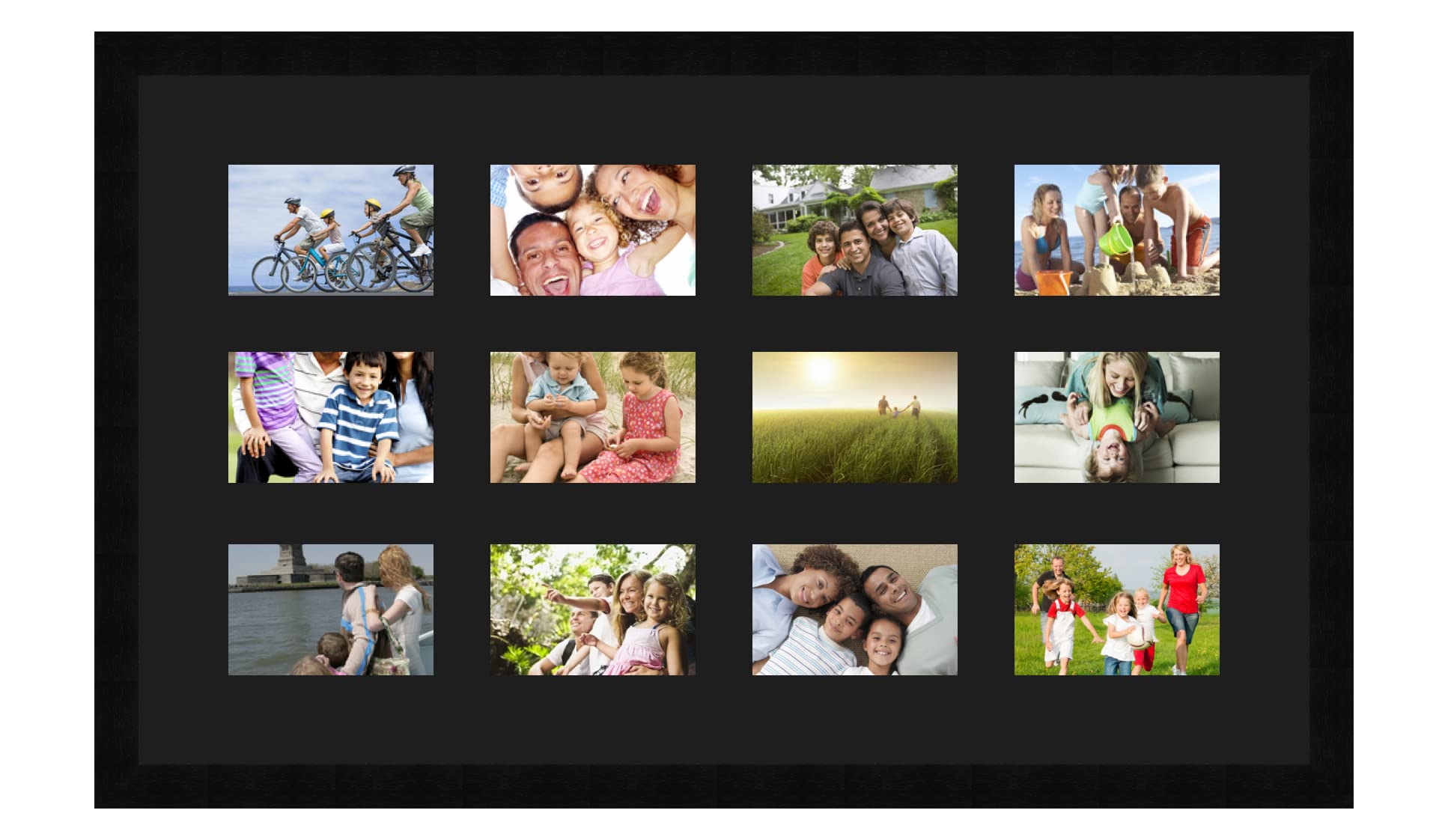 Cadres Photos pêle mêle multivues Noir 12 Photo(s) 15x10 Passe Partout, Cadre Photo Mural 78x45 cm Noir, 3 cm de Largeur