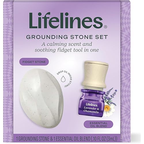 Lifelines Scent-Infused Grounding Stone & Oil Blend - Portable Fidgets for Tweens, Teens & Adults with Essential Oil Blend & Diffusion Stones for Sensory Immersion - Calming Waterless Passive Diffuser