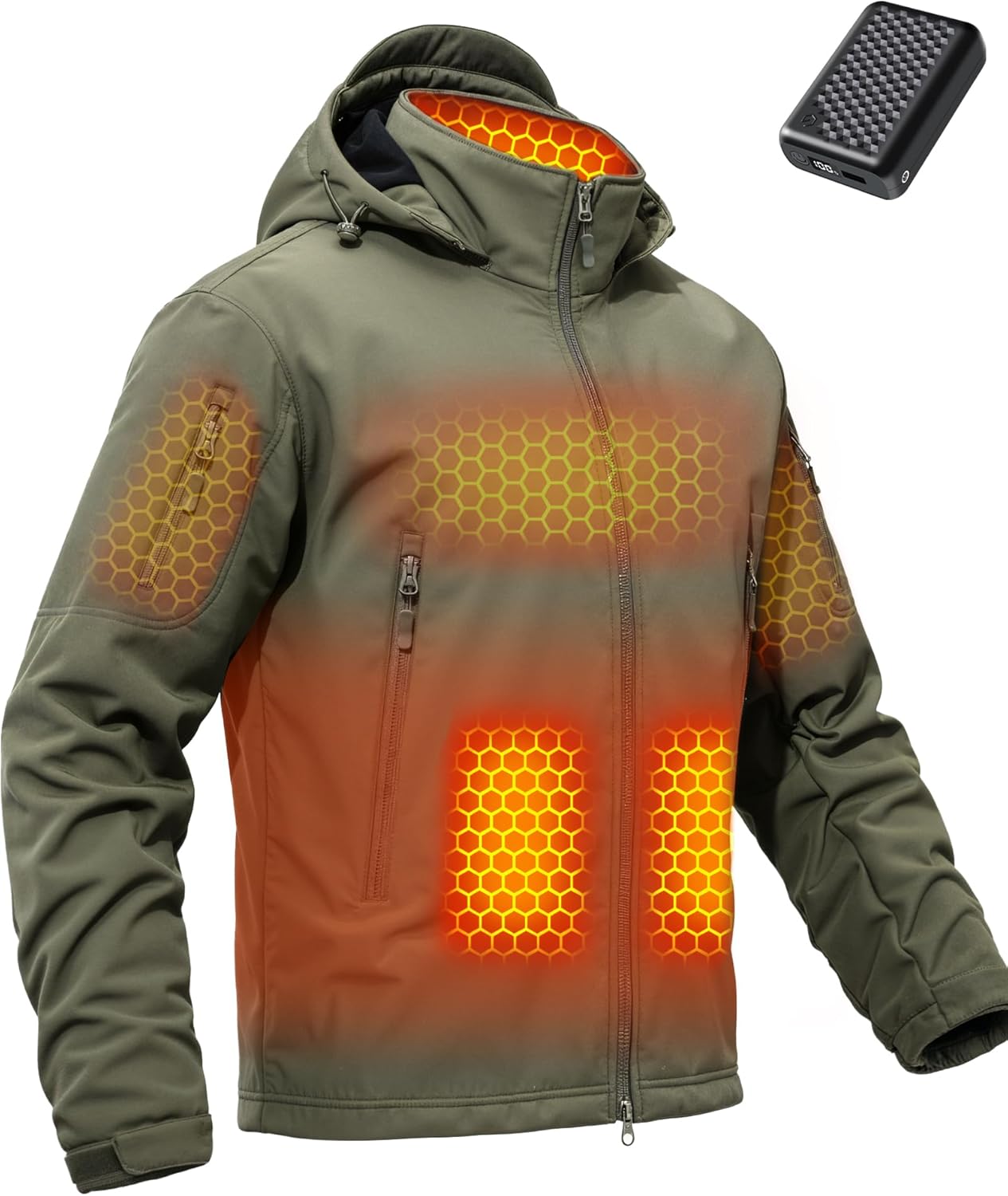 Wulcea Graphene Heated Soft Shell Jacket for Men 12V 18400mAh Large Capacity