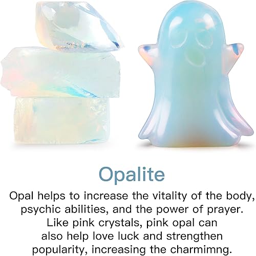 Miniatura 3 de Artistone Figura de fantasma de cristal de 1.7 pulgadas, escultura de piedra curativa de reiki, escultura de piedra curativa para Halloween, hogar,