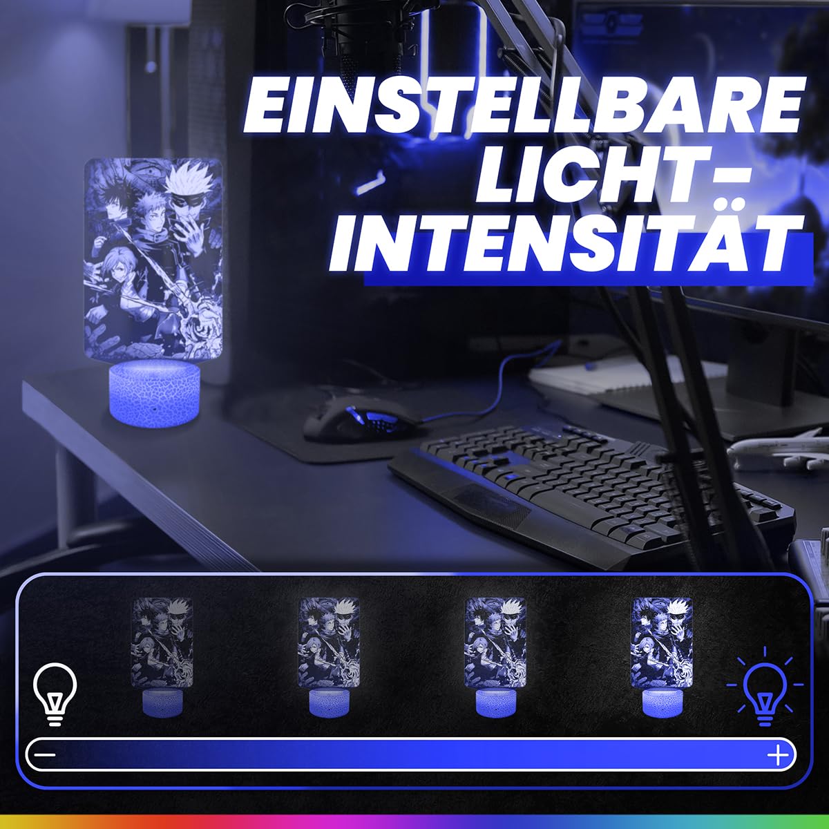 Nachttischlampe - Touch-Nachtlicht Manga - Megumi Yuji Satoru Nobara 3D-LED-Lampe Illusion, Geschenkidee Weihnachten Geburtstag Junge und Mädchen Nachttischlampe Kinder- oder Erwachsenenzimmer TOP