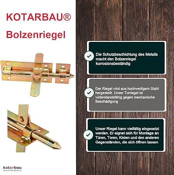 KOTARBAU Bolt Bolt Latch 150 mm Double-Sided Lock Bolt Galvanised Yellow Steel Gate Bolt Slide Door Lock Door Lock Heavy Duty