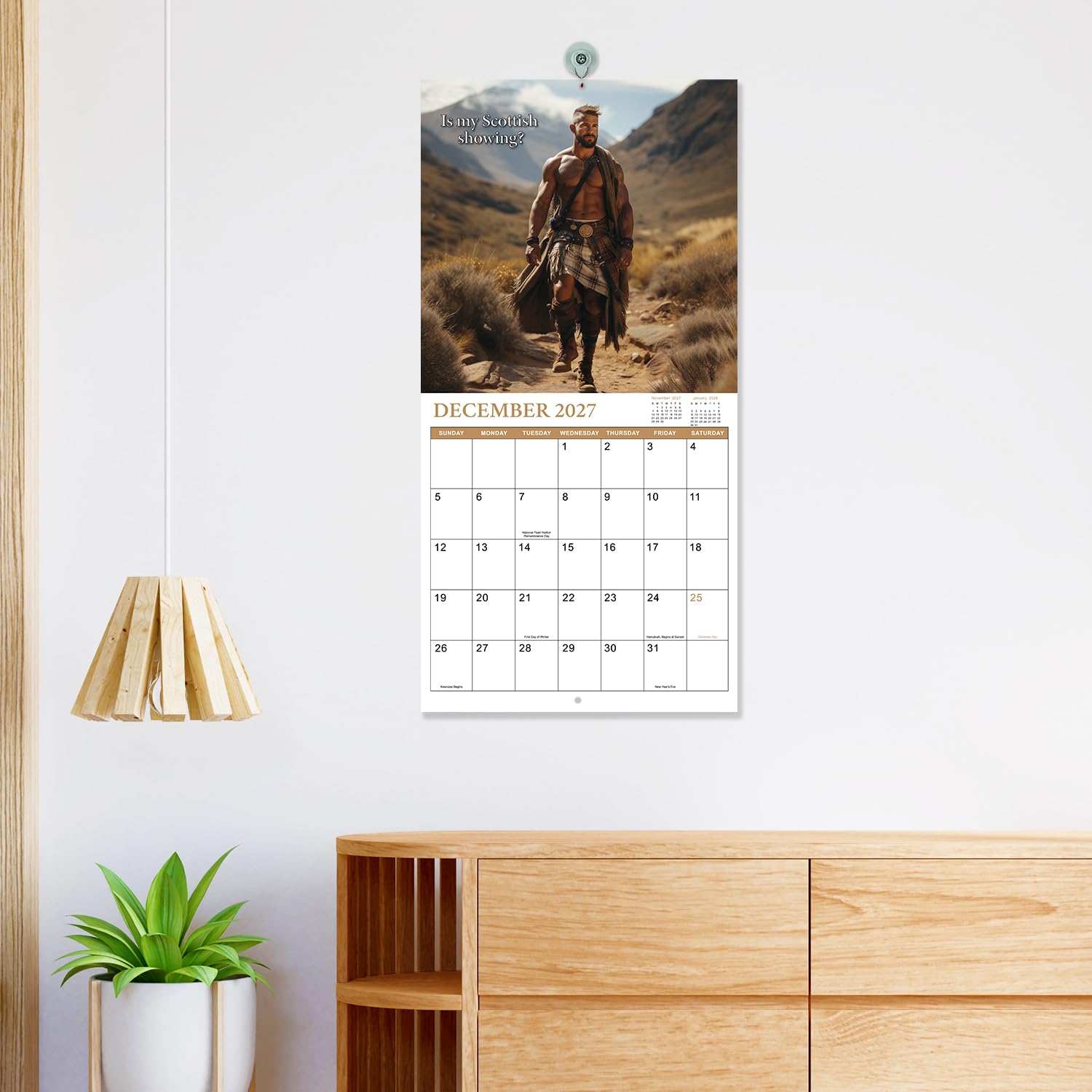 Kalender 2026 - Lustiger Kalender 2026 Wandkalender, 12-Monats-Wandkalender, Januar 2026 - Dez. 2026, 30,5 x 61 cm (offen), Kalender 2026 mit unlinierten Blöcken und dickem Papier