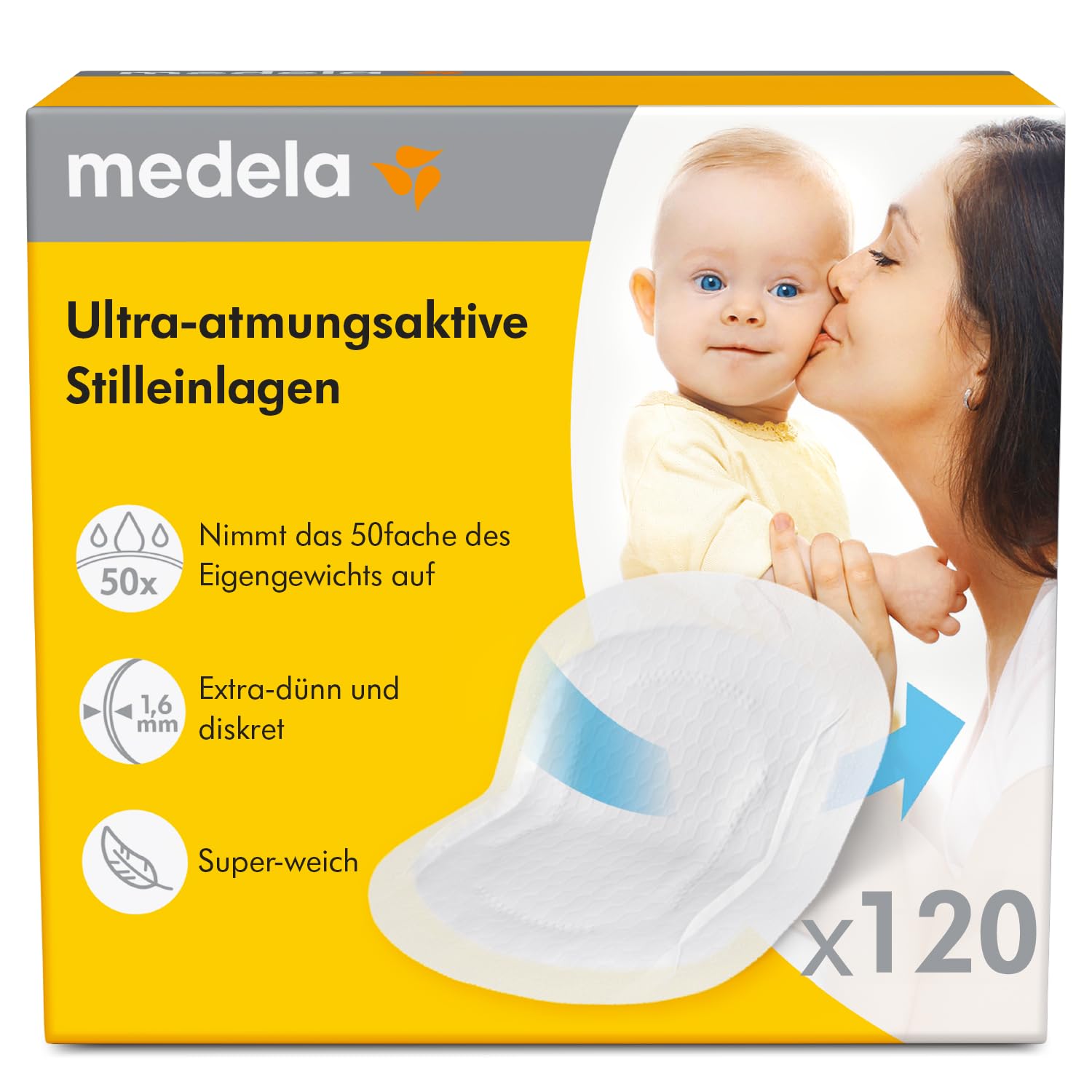 Medela Ultra-atmungsaktive Stilleinlagen – Hochgradig saugfähig – Diskretes Design für hohen Tragekomfort – 120er Pack