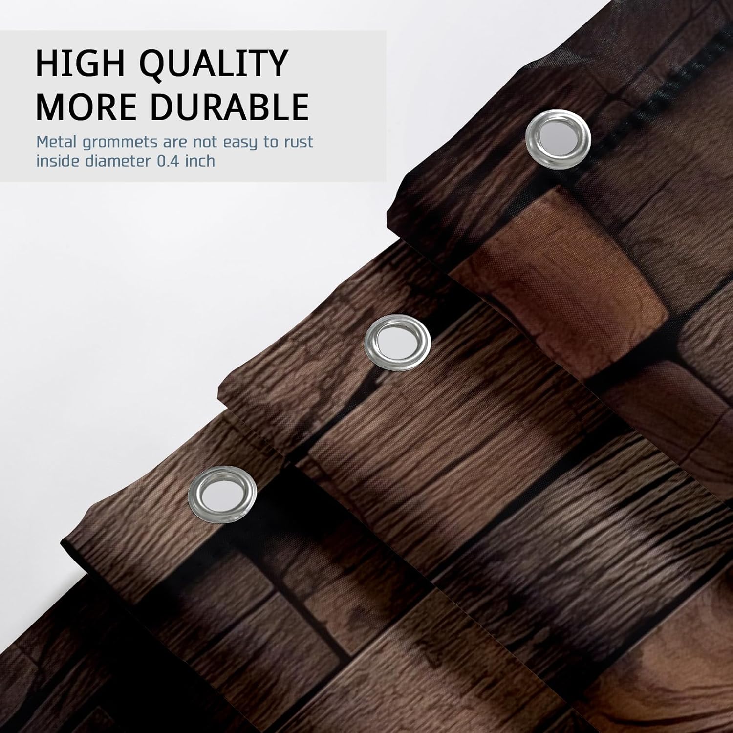 Brown Rustic Wood Shower Curtain Set, Farmhouse Style Wooden Shower Curtain Vintage Country Bathroom Decor Polyester Fabric-72" x 72"