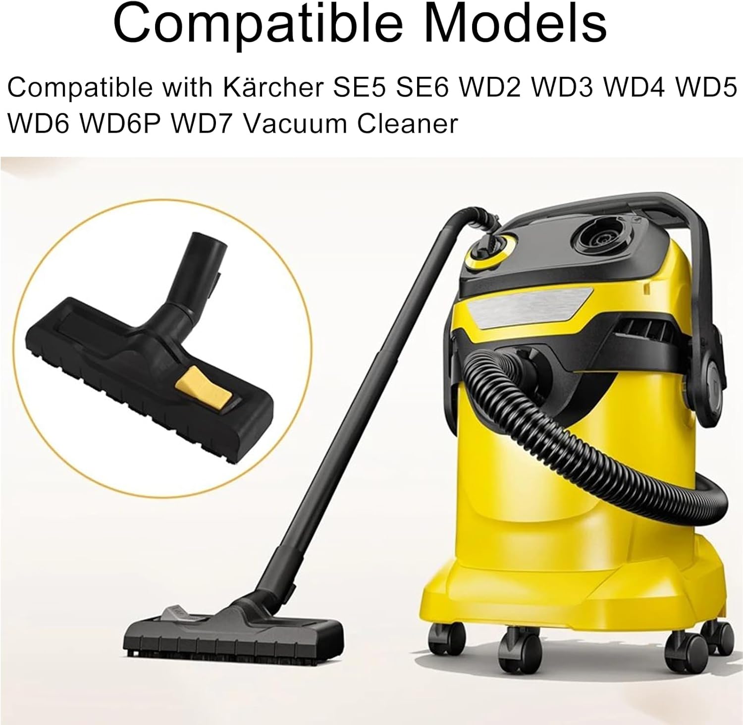 Multipurpose Floor Tool Accessories for Kärcher SE5 SE6 WD2 WD3 WD4 WD5 WD6 WD6P WD7 Vacuum Cleaner，35 mm Floor Brush Wet Dry