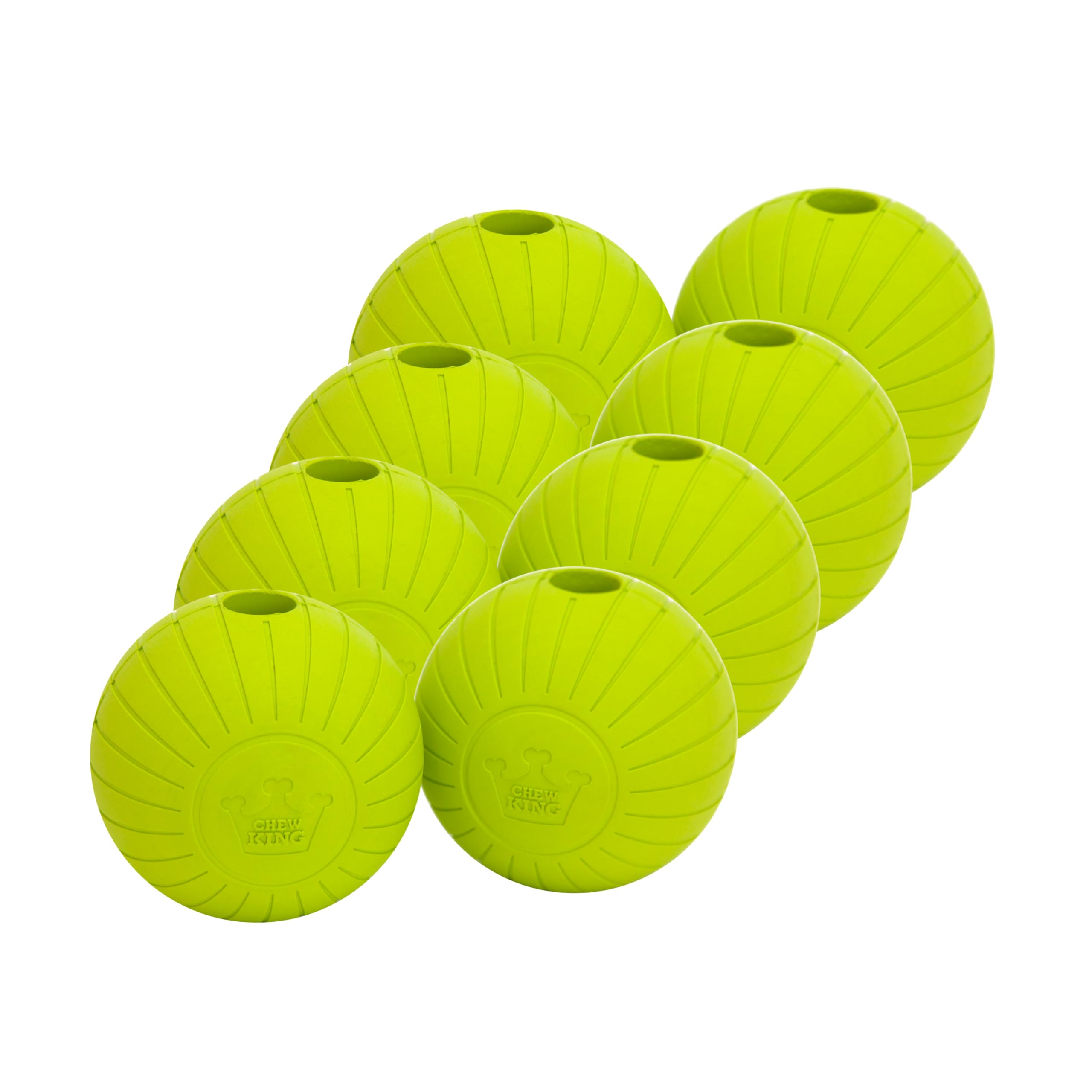 Chew King by Mammoth Supreme Rubber Dog Fetch Balls 8-Pack Durable 2 5 Natural Rubber Balls with Safety