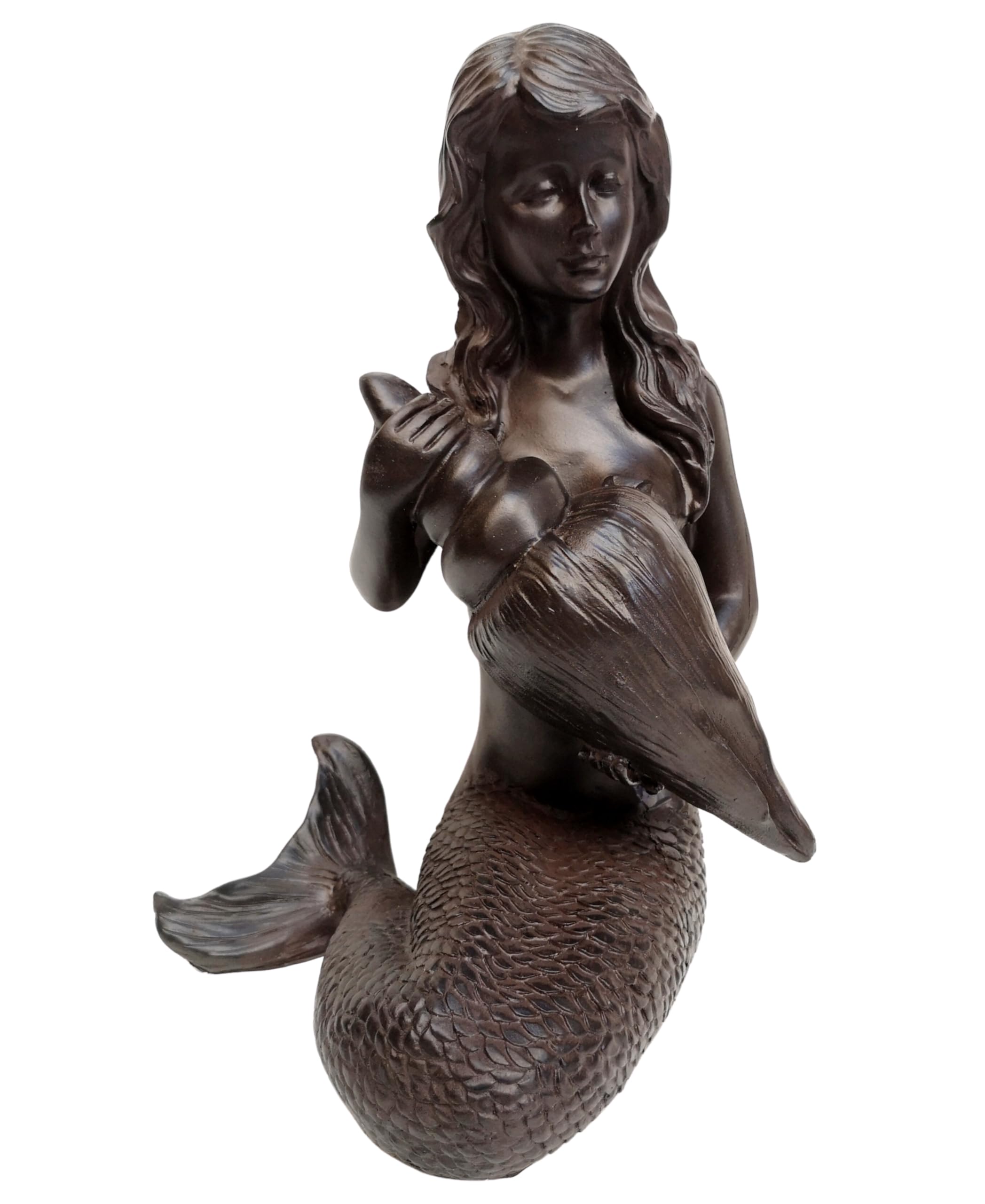 Generisch groß Deko Figur Meerjungfrau maritim braun Nixe Muschel Dekoobjekt Skulptur