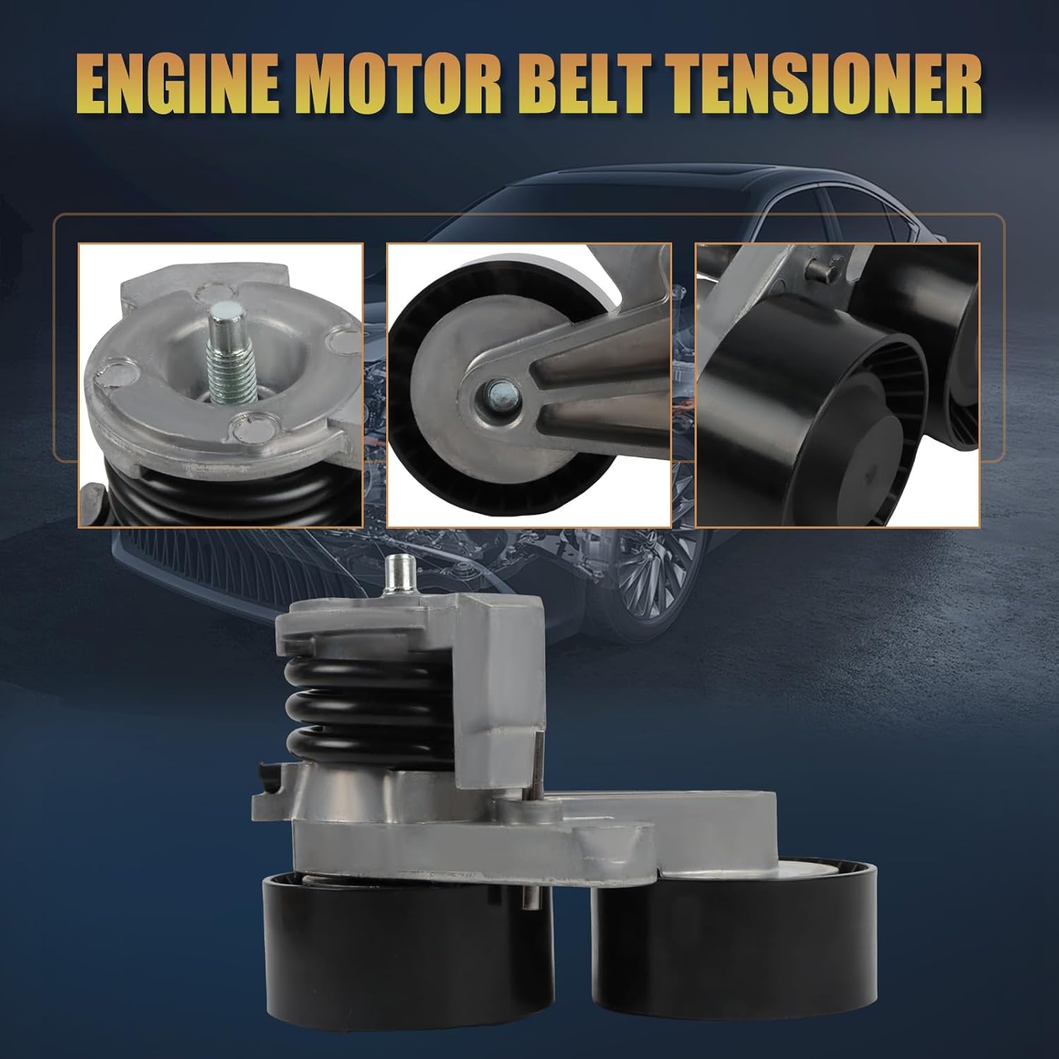 Engine Motor Belt Tensioner 11287565225 Fit for 2007-2010 E70 X5 3.0L Drive Belt Tensioner W/Pulleys-Alternator Power Steering Aftermarket Part Replace OE# 11-28-7-565-225