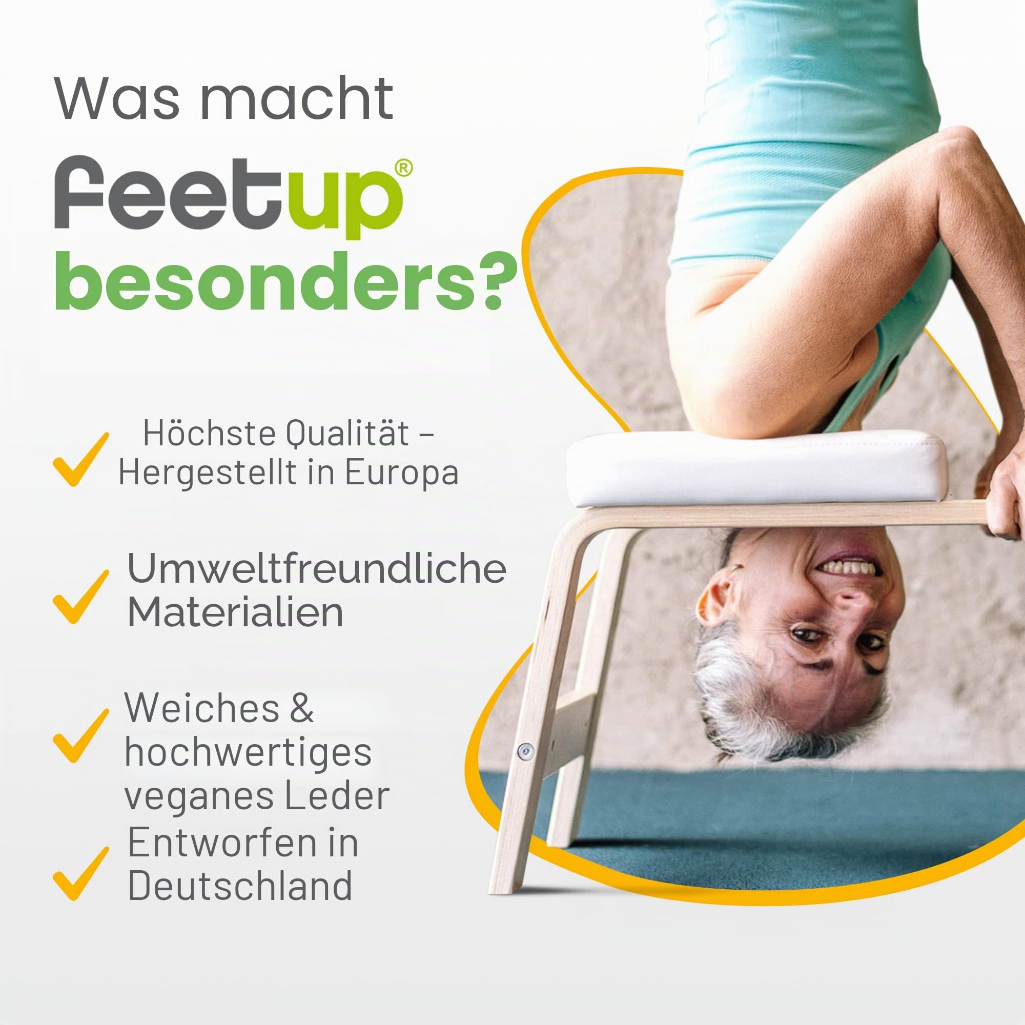 FeetUp Trainer The Original - Yoga kopfstandhocker, Yoga Inversion Bank, Simply and Safely Reverse. Get Fit Relax. Turn Your Yoga Upside Down