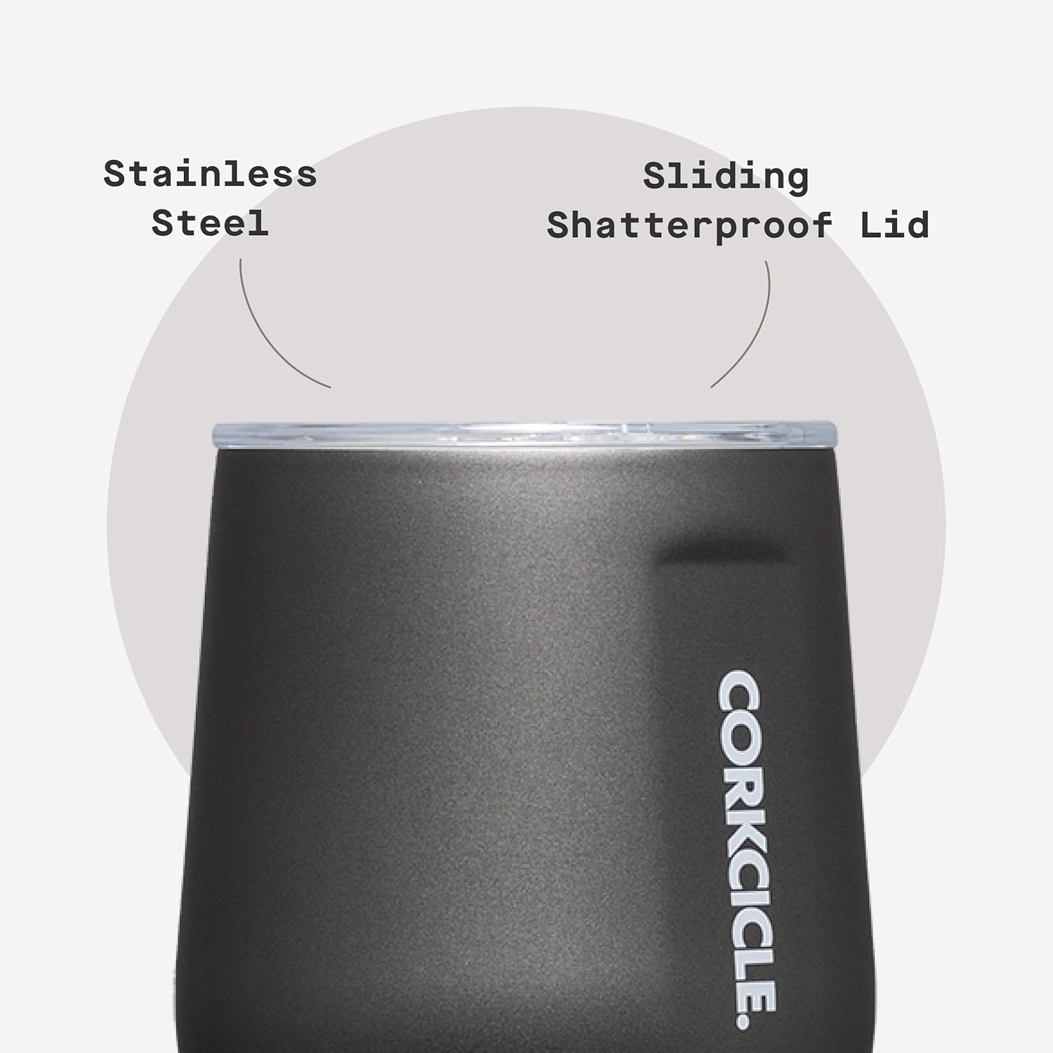 Corkcicle Stemless Wine Tumbler - Keeps Drinks Cold for 6 Hours - Triple-Insulated Stainless Steel - Non-Slip Base - Summer Drinkware Gift - Keeps Drinks Ice Cold - 12 oz - Ceramic Slate - Image 5