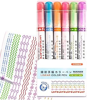 Curve Textmarker-Stift-Set | 6 Stück Magische Randstifte | Lustige Farbige Kurvenstifte Mit 6 Verschiedenen Formen, Feinen...