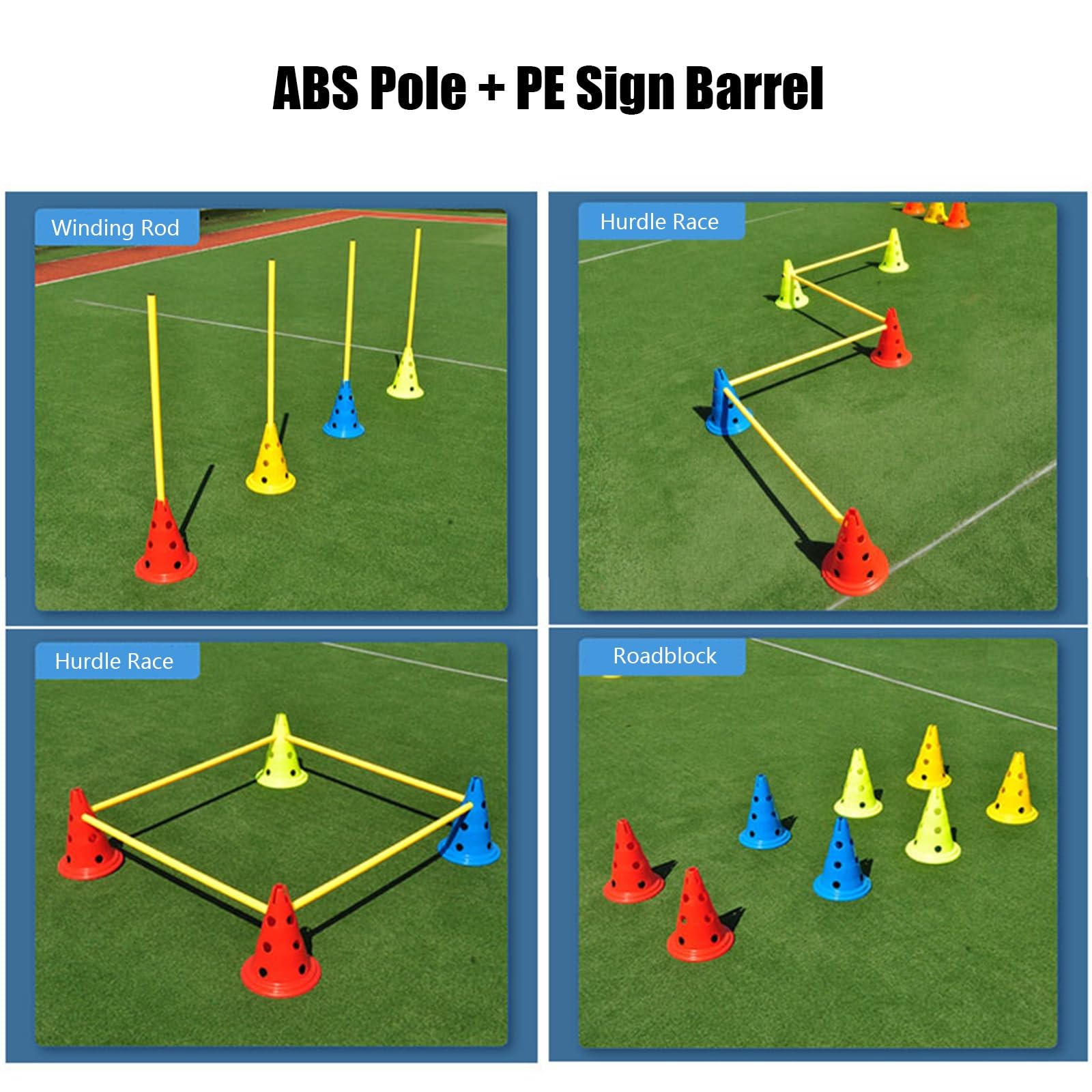 Juego De 5 Postes De Agilidad, Palos De Slalom Para Entrenamiento De Fútbol Con Cono De Marcado Redondeado Flexible, Equipo De Práctica De Juego De Pies De Velocidad Multideportivo Amarillo Para Niño