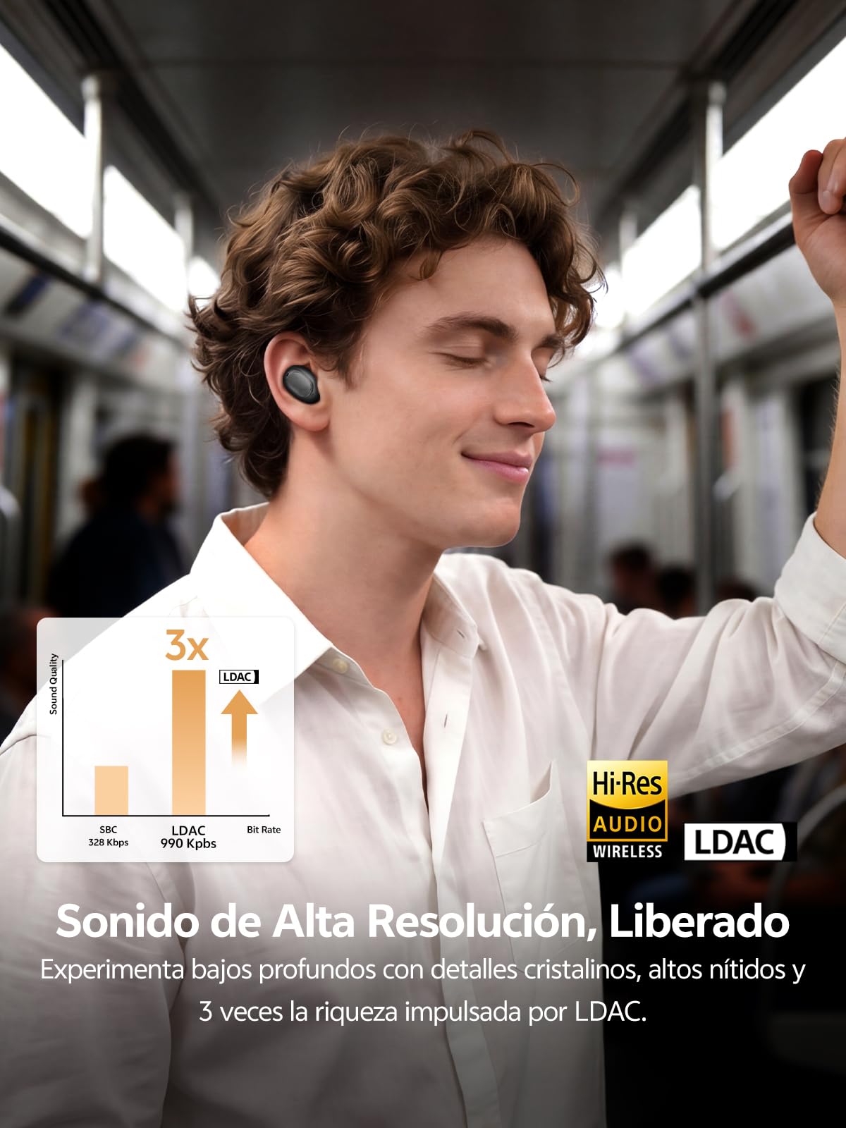 QCY MeloBuds A30 Auriculares Inalámbricos,Auriculares con Cancelación Activa de Ruido Adaptativa, 60dB ANC Hi-Res Audio Bluetooth 6.0 Auriculares, 8 Micrófonos ENC Clear Call Ear Buds,50 Horas,IPX5