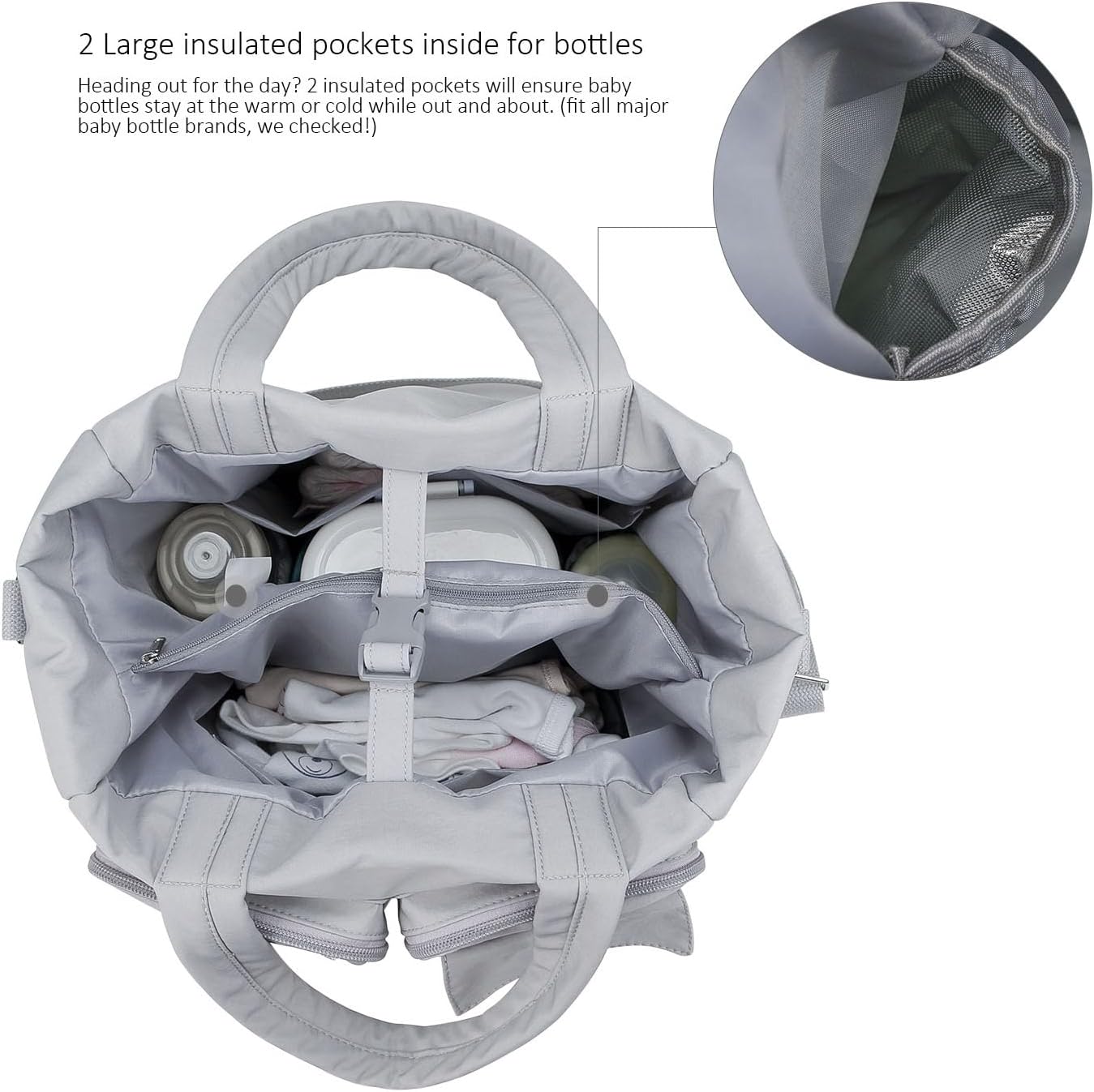 Diaper Bag Tote, Hospital Bag Large Travel Weekender Diaper Changing Messenger with Adjustable Detachable Shoulder Strap