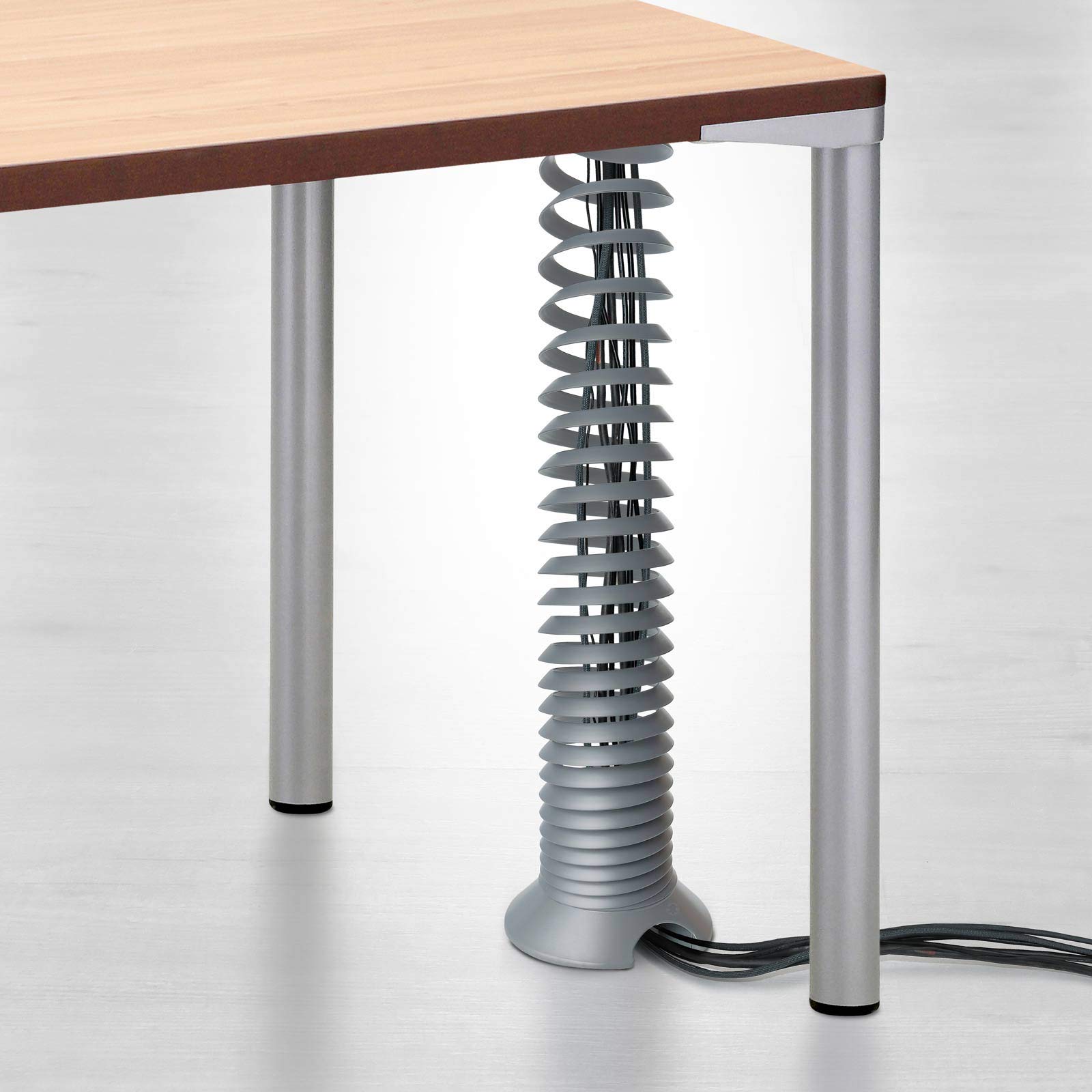 Ergobasis chemin de câbles vertical en forme de spirale, variable en hauteur env. jusqu’à 160 cm, couleur argenté