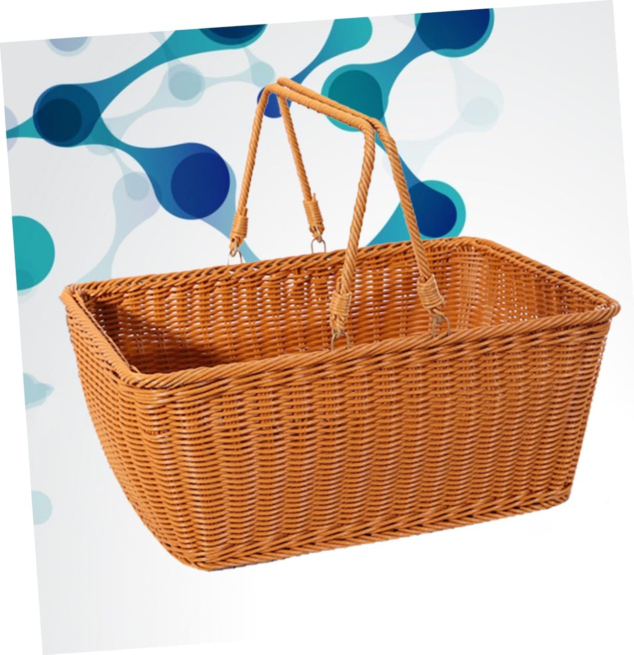 Amosfun 1pc Simulated Rattan Woven Basket Practical Decorative Snack Storage Basket for Home Picnic and Parties Light Versatile Design for Vegetables and Flowers