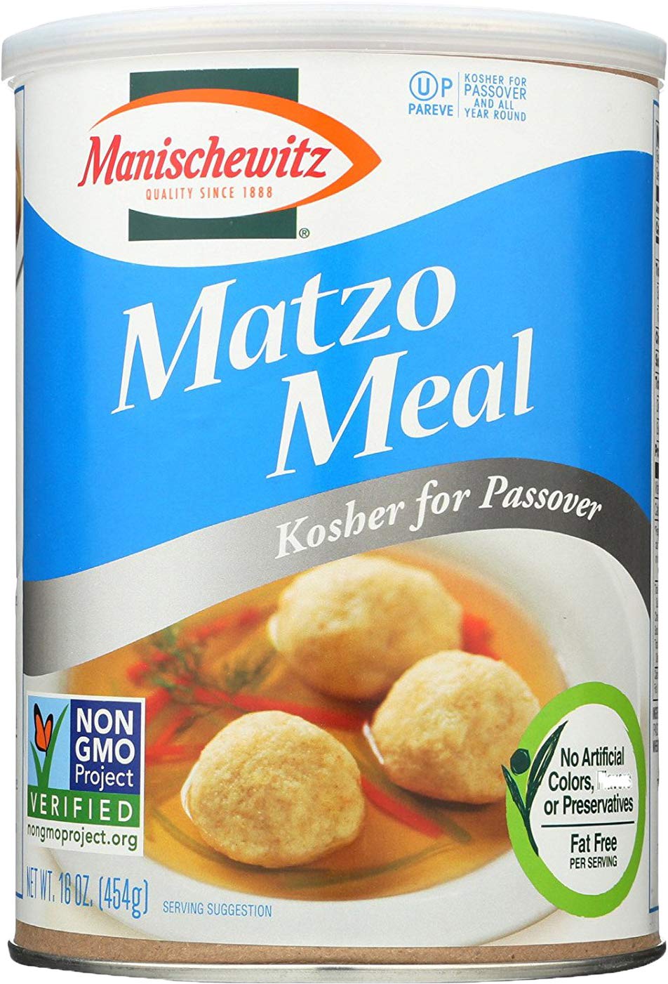 Manischewitz Matzo Meal Passover Canister, 16 Oz (Pack of 3, Total of 48 Oz)