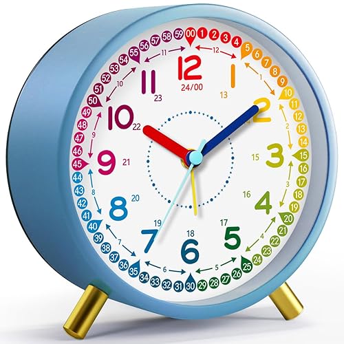 Réveil pour enfants, silencieux et sans tic-tac, horloge d'apprentissage analogique