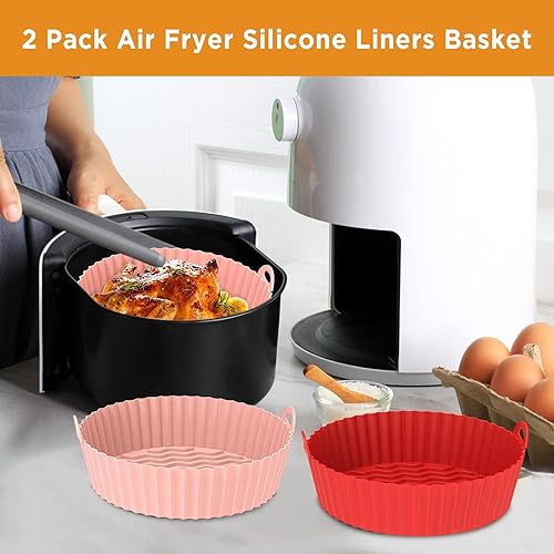 B0B253C69N_image_6 OUTXE Paquete de 2 forros de silicona para freidora de aire de 75 pulgadas cesta de silicona reutilizable resistente al calor fácil limpieza olla de