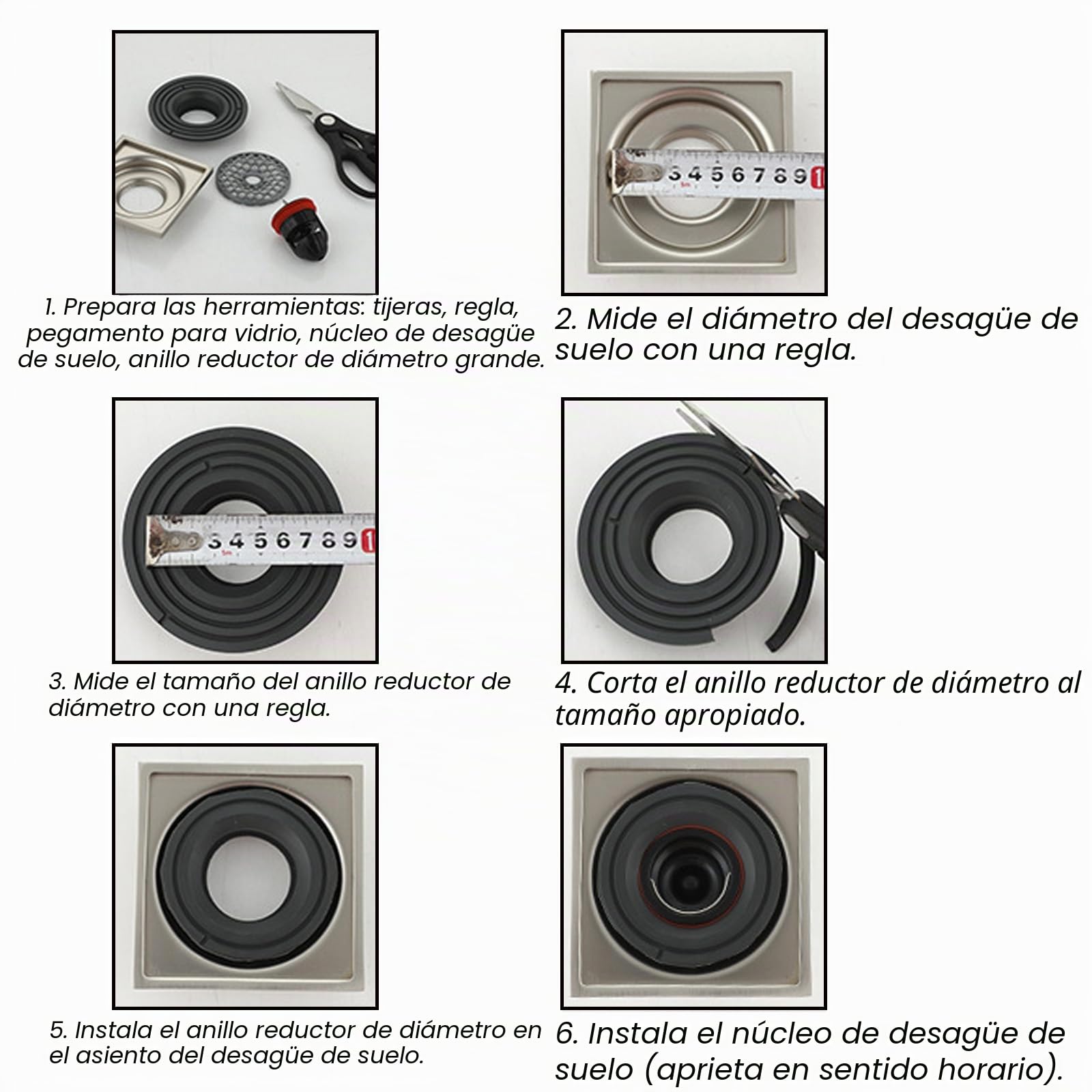 Válvula de drenaje, núcleo de alcantarillado, prevención de reflujo de drenaje de suelo de ducha con junta cortable, tapón antiolor para drenaje de agua en el suelo (negro)