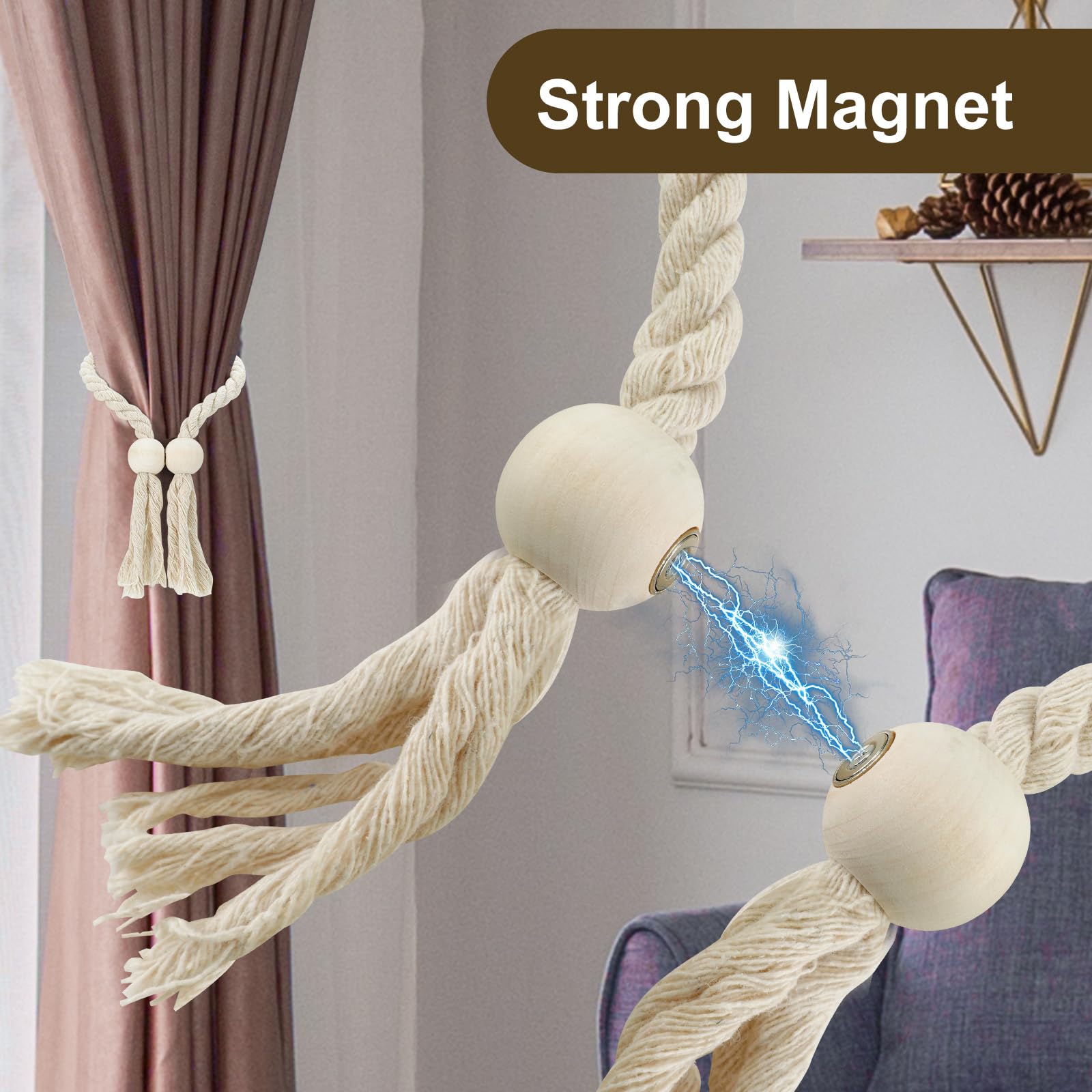 AiQInu 4 Pezzi Ferma Tende Magnetico, Calamite per Tende, Fermatenda per Tende da Interni ed Esterni