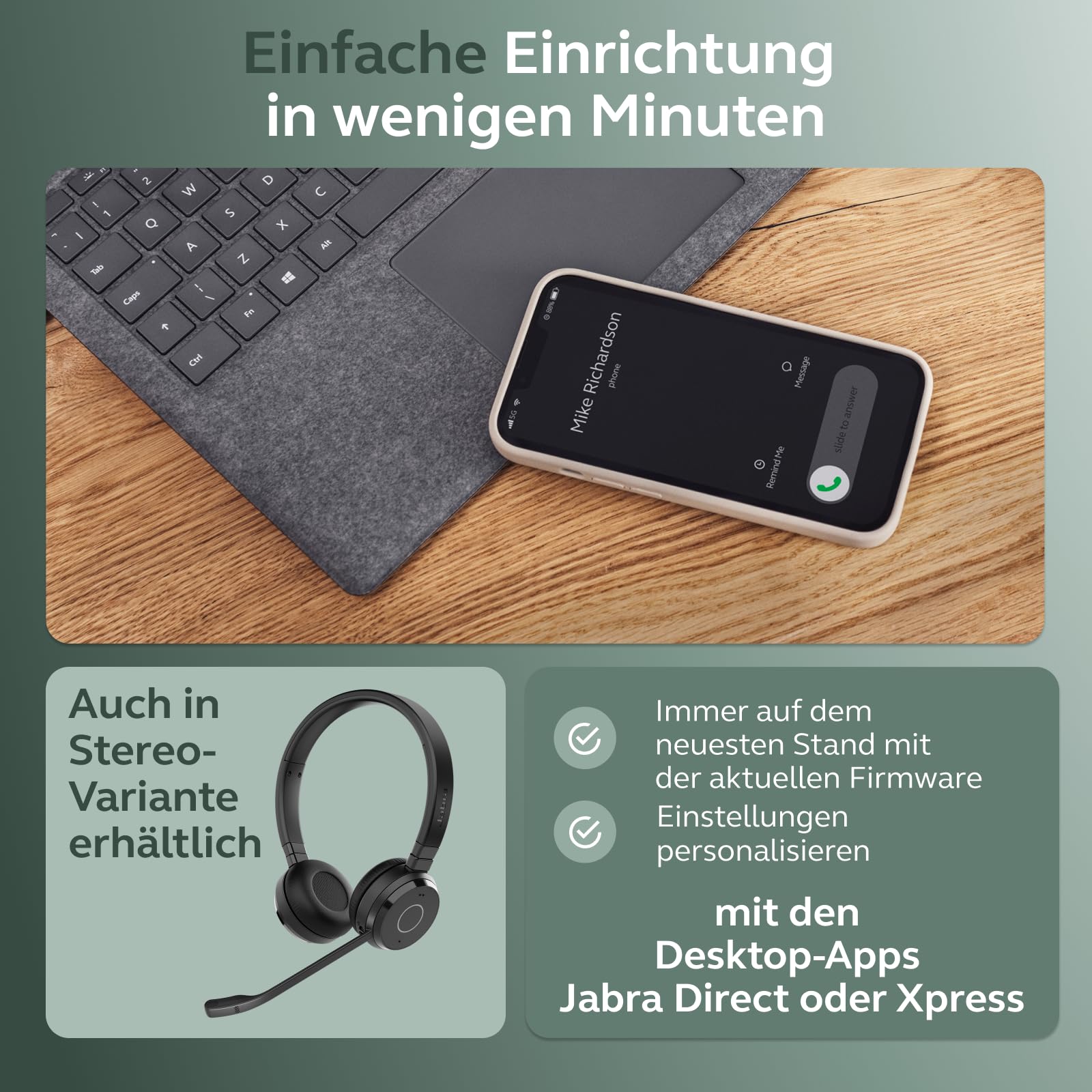 Jabra Evolve 65 TE Link MS Mono Stand Wireless Kopfhörer