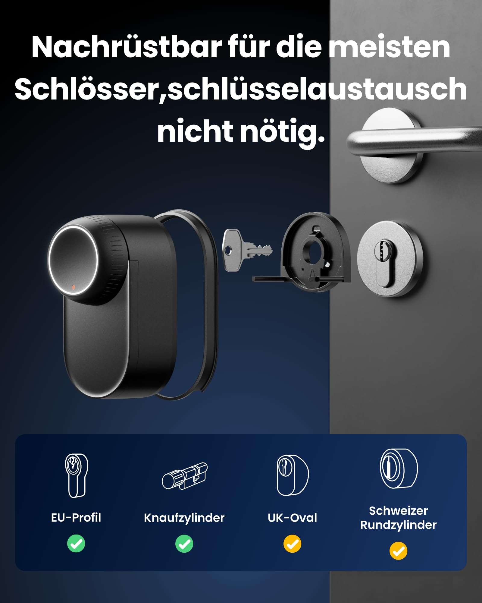 SwitchBot WiFi Smart Lock Ultra mit Keypad Vision Pro – 3D-Gesichts- & Venen-Erkennung, kontaktlose Entsperrung, passend für Europrofil-Zylinder, kompatibel mit Matter, Alexa, Google und IFTTT