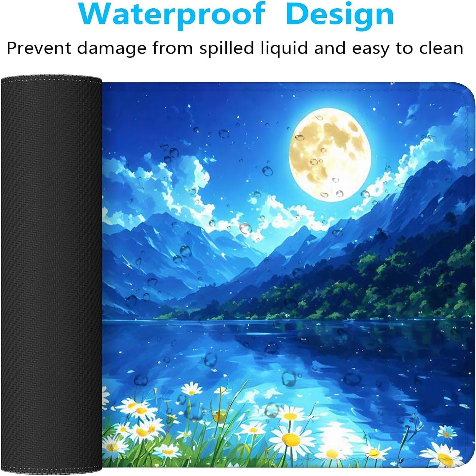 Blu Tappetino Mouse Gaming, Tappetino Mouse XXL 1200 x 500 mm, Tappetino Mouse Gatto, Mouse Pad con Base Antiscivolo, Bordi Cuciti Tappetino per Mouse, Tappetino Mouse Gaming di Alta Precisione S-295