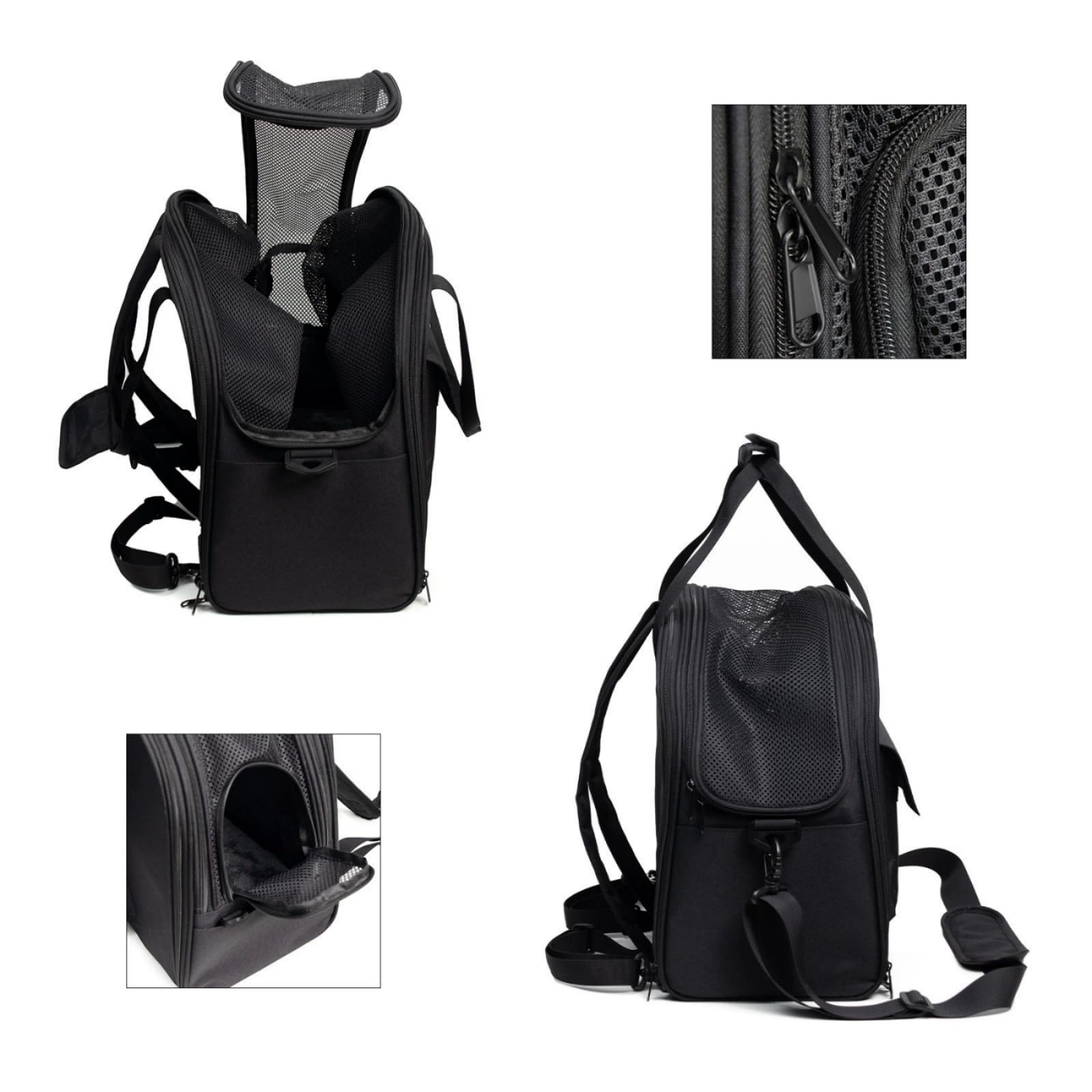 Black Cat Dog Backpack Carrier, Portable Cat Dog Tent, Expandable Large Soft Pet Carrier Backpack for Small Cats Dogs Puppies, Cats Travel Carrier Airline Approved Suitable for Hiking Camping - image 6