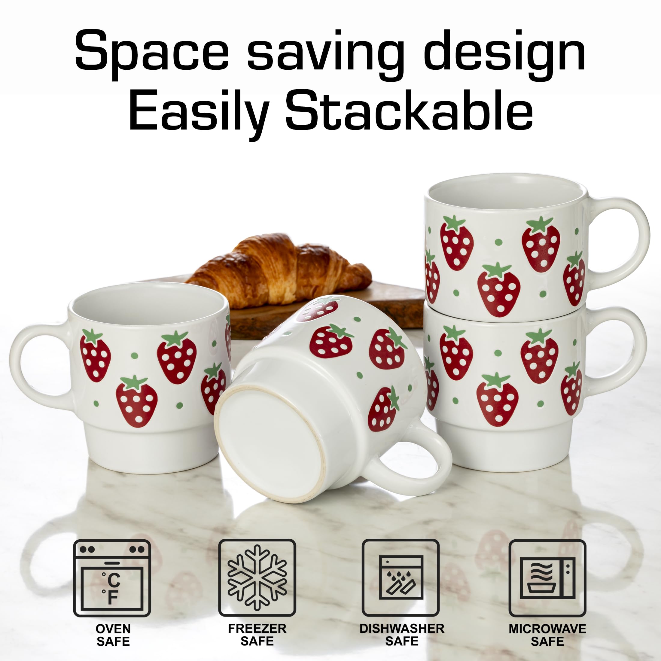Signature Housewares Stackable Coffee Mug Tower Set with Metal