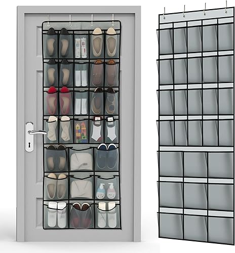 Chunful Organizador de zapatos para colgar sobre la puerta con 6 bolsillos extra grandes de malla transpirable, 7 capas que ahorran espacio, se