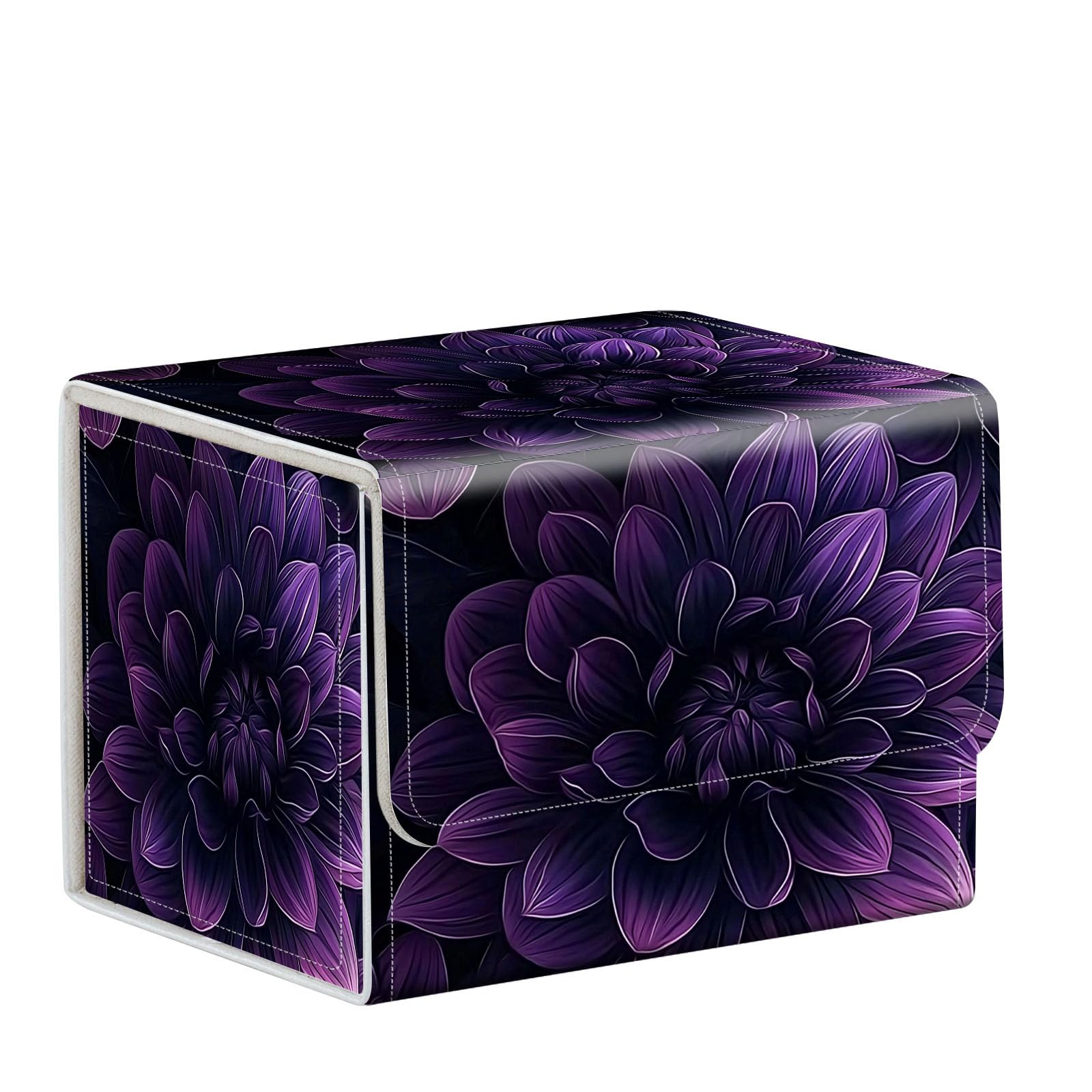 ETLKJVBL MTG Card Storage Solution - Card Box for Commander Decks, High Capacity Anime Card Sleeves, Dark Purple Chrysanthemums