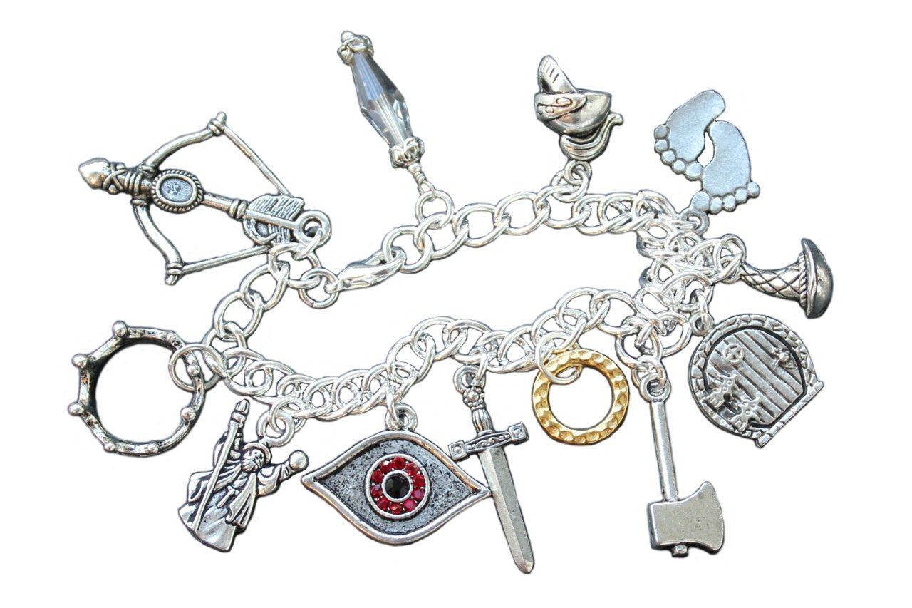 Night Owl JewelryFantasy Characters Silver Plated Charm Bracelet- Elf, Dwarf, King, Wizard, Magic Ring Charms- Sizes XS-XL