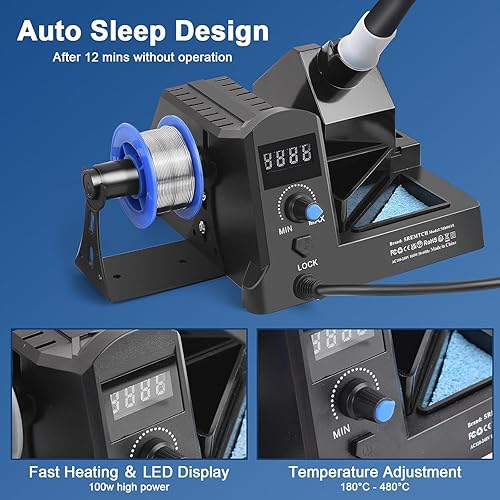 Miniatura 3 de Estación de soldador con pantalla digital de 100 W, kit de soldadura 12 en 1, temperatura ajustable de 356.0 F a 896.0 F