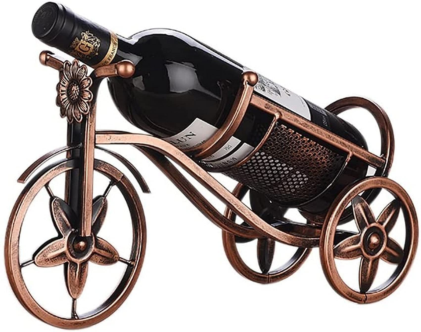 Ornements de créateur en métal sculpté et casier à vin vélo fait main