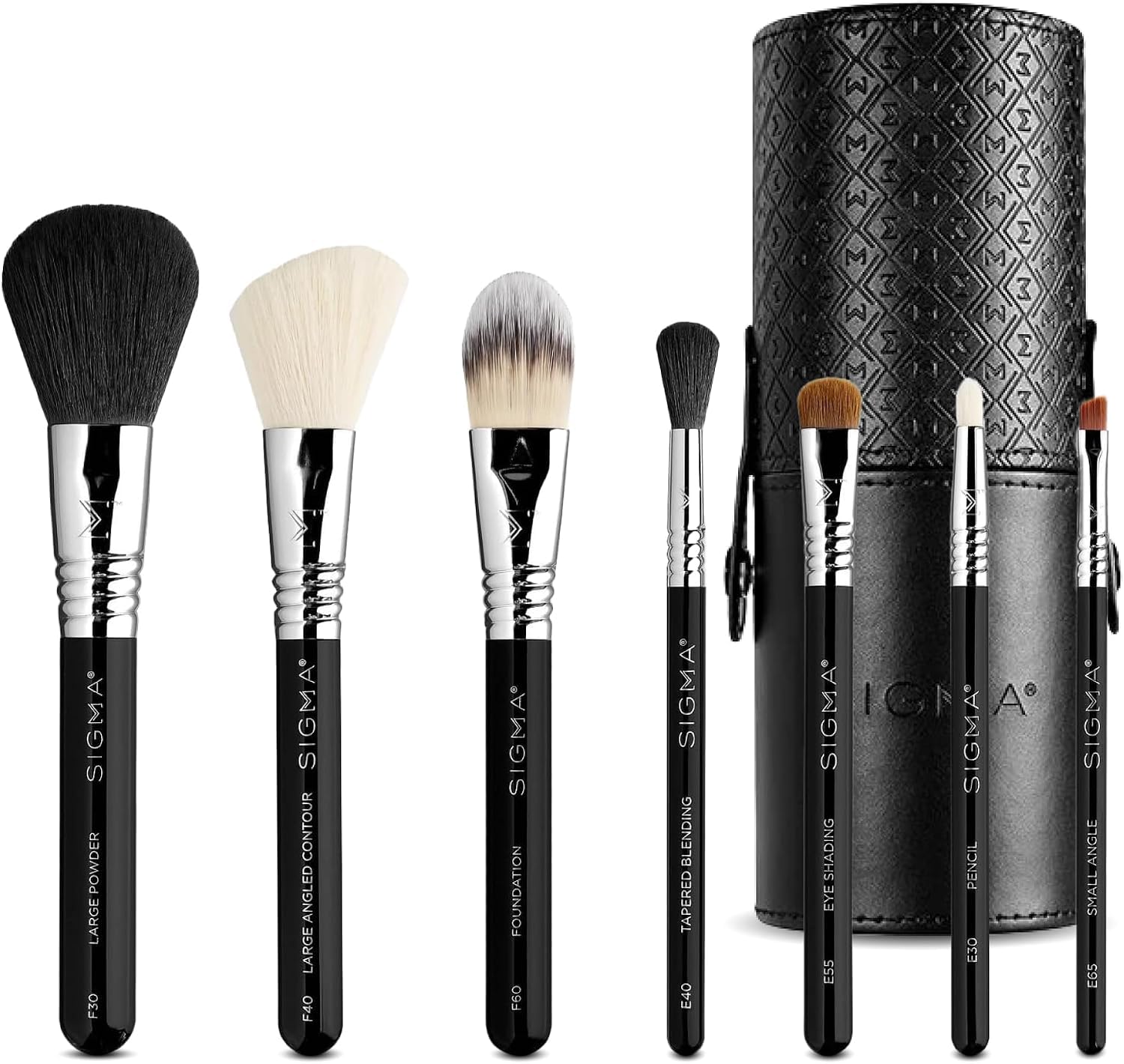 Sigma Beauty Make Me Classy - Juego De 7 Brochas De Maquillaje De Viaje - Juego De Brochas Portátiles Para Base, Polvo, Contorno, Maquillaje De Ojos, Rubor Y Más - Brochas De Maquillaje Para Viajes