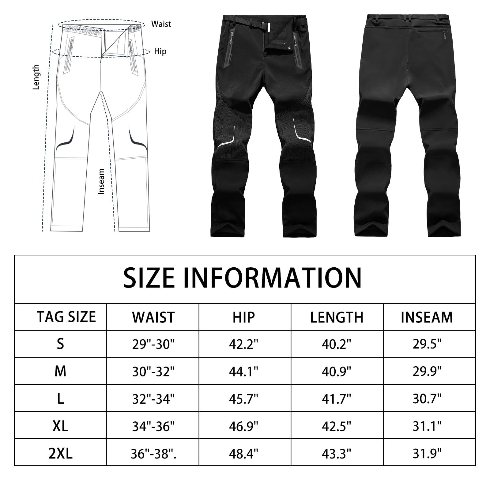 Pantalons de Marche Respirants Pantalons de randonnée de Sports de Plein air de Camping légers pour Hommes