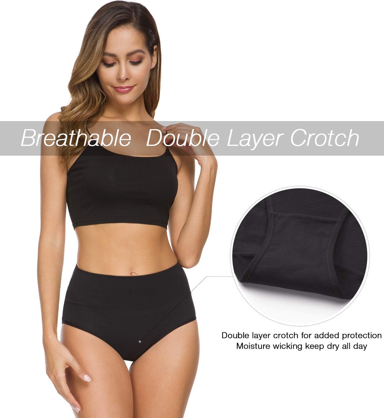 Wealurre Women's Comfort Cotton High Waist Underwear Breathable Soft Tummy Control Bikini Panties Plus Size - Image 3