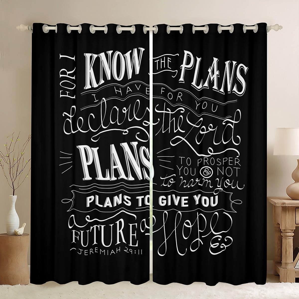 Kids Vintage Bible Verse Curtains for Bedroom Living Room Christian Bible Verse Jeremiah Darkening Dreapes Boys Children Decor Modern Blackout