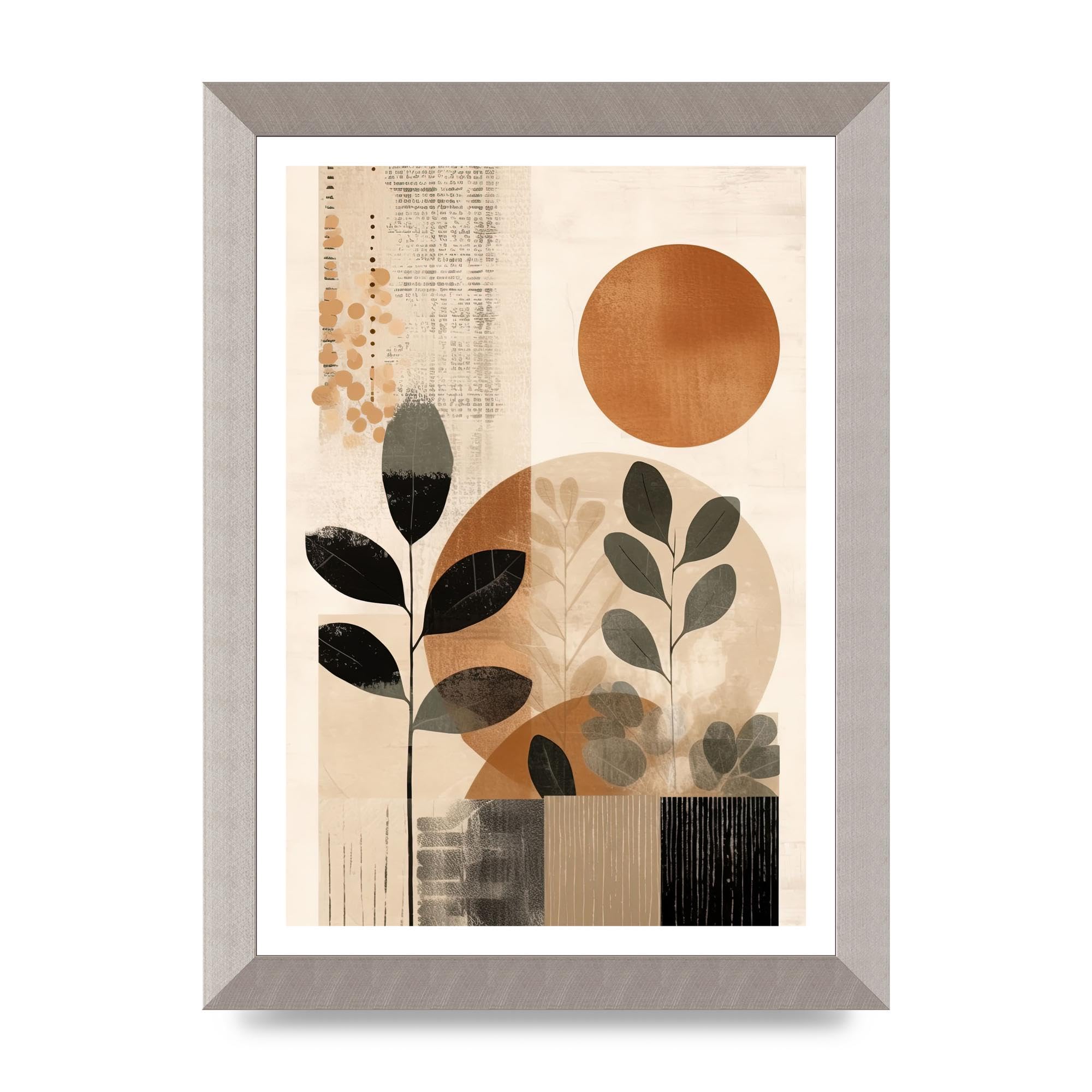 Lithobee - Abstract botanical art Home Wall Art Prints in Sizes A2, A3 & A4 Framed in a Stylish Quality Coloured Frame or Unframed - A4 Silver Abraded Frame