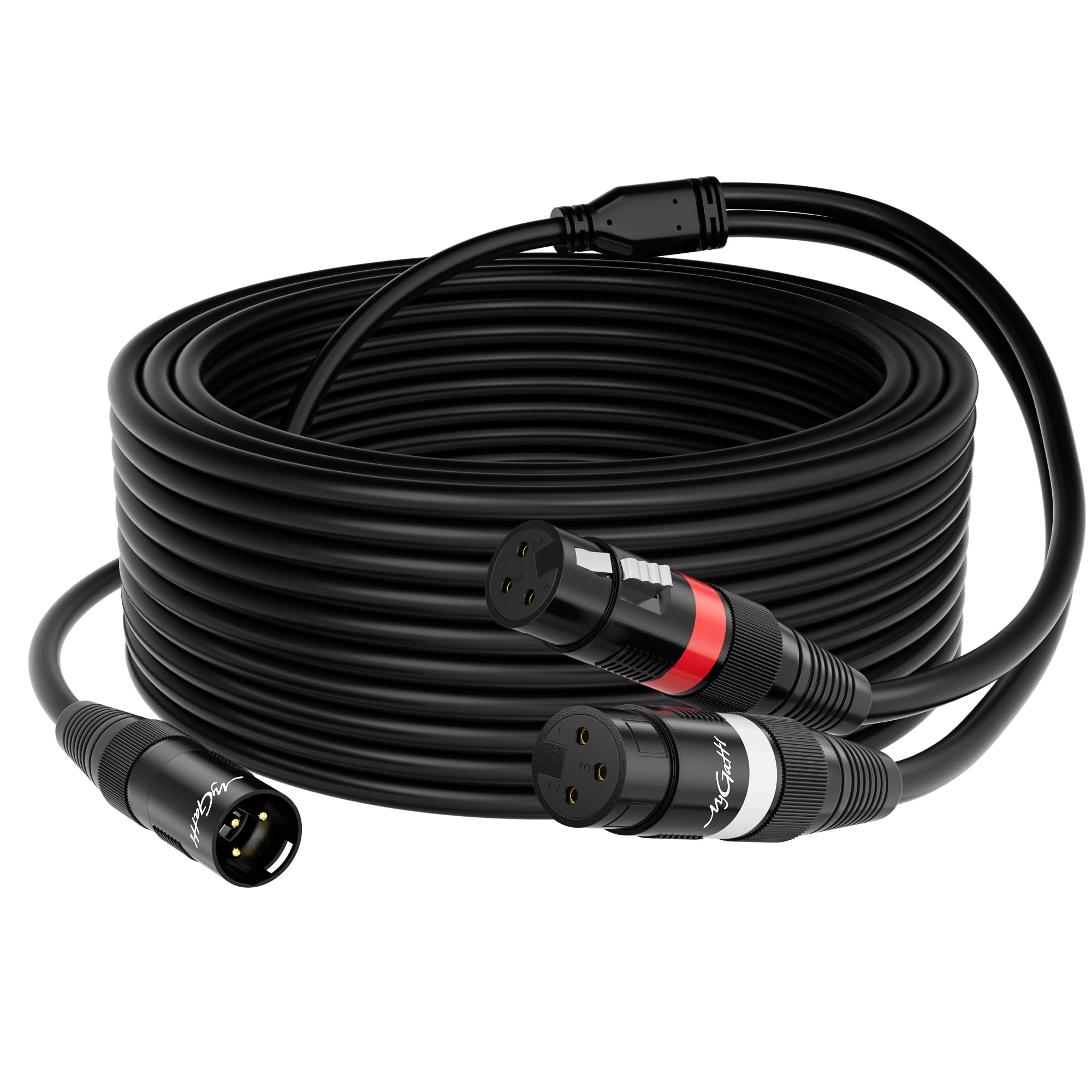 Mygatti XLR Splitter Y-Cable 6 FT, Gold-Plated 3-Pin Male to Dual Female Patch, Bi-Directional Balanced Microphone Adapter Cord, Oxygen-Free Copper