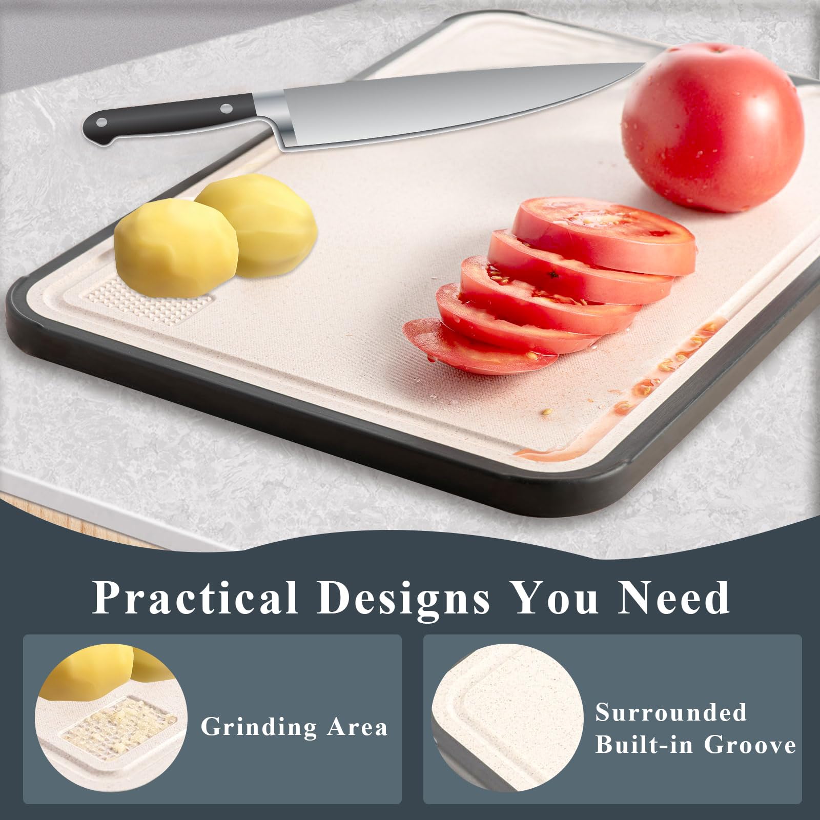 Lot De 3 Planches à Découper En Acier Inoxydable 304 - Double Face, Passe Au Lave-vaisselle