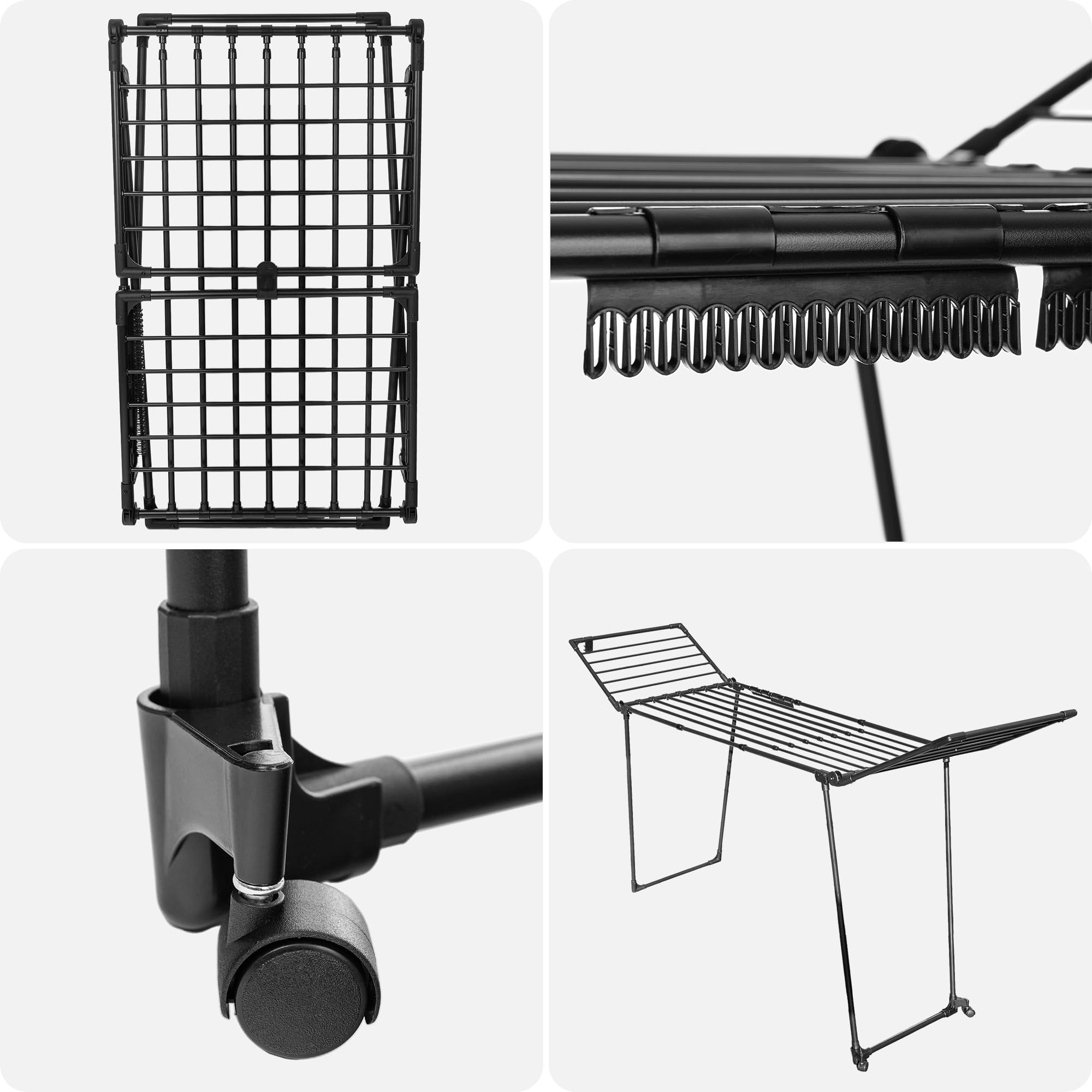 Stendibiancheria Estendibile KADAX – 257 X 60 X 99 Cm, Pieghevole Con Ali E Supporti Per Piccoli Oggetti