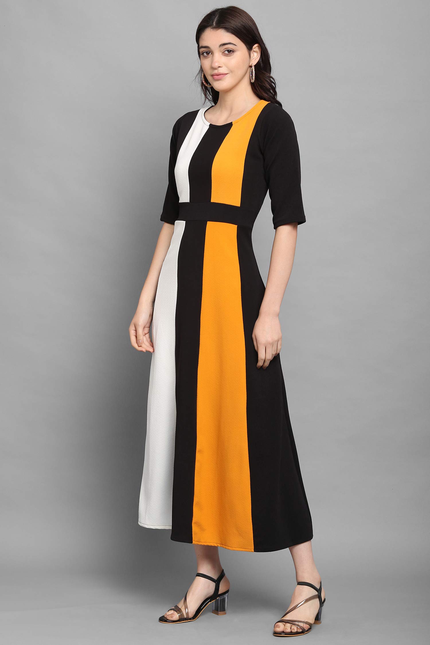 Purvaja Women's Corduroy Empire Waist Maxi Cocktail Dress (Lucy-022-Yw-Bl-M_Black