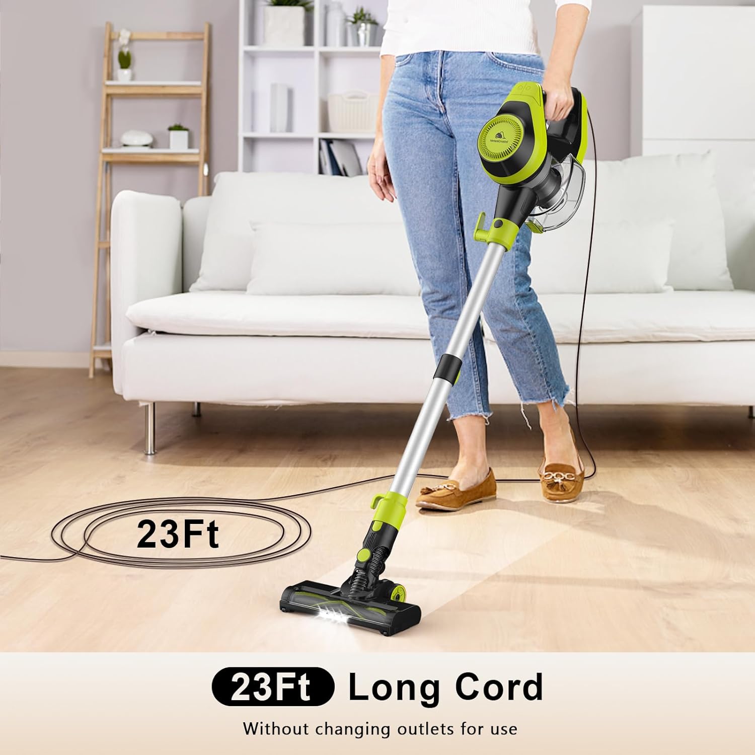 Intercleaner 23Ft Corded Vacuum Cleaner,2 Operation Mode Powerful Suction Stick,19''-30'' Adjustable Tube Handheld Vac for Hard Floors Carpets Pet Hair,Wall Mount Storage - Image 4