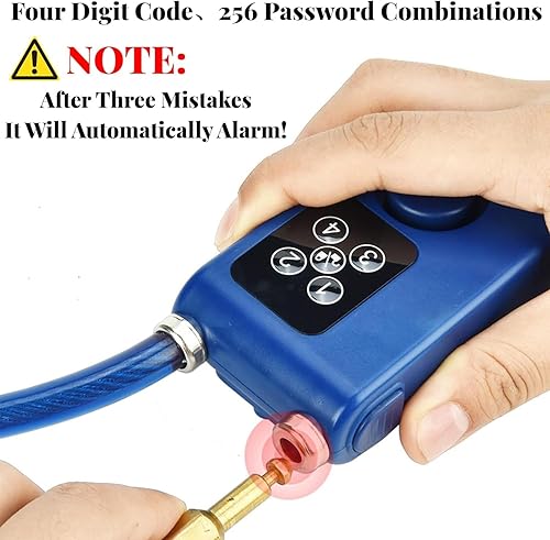 Miniatura 2 de Candado de cadena para bicicleta con alarma, Y787 Smart Alarm Lock antirrobo de cadena de motocicleta para scootercochecitopuerta azul