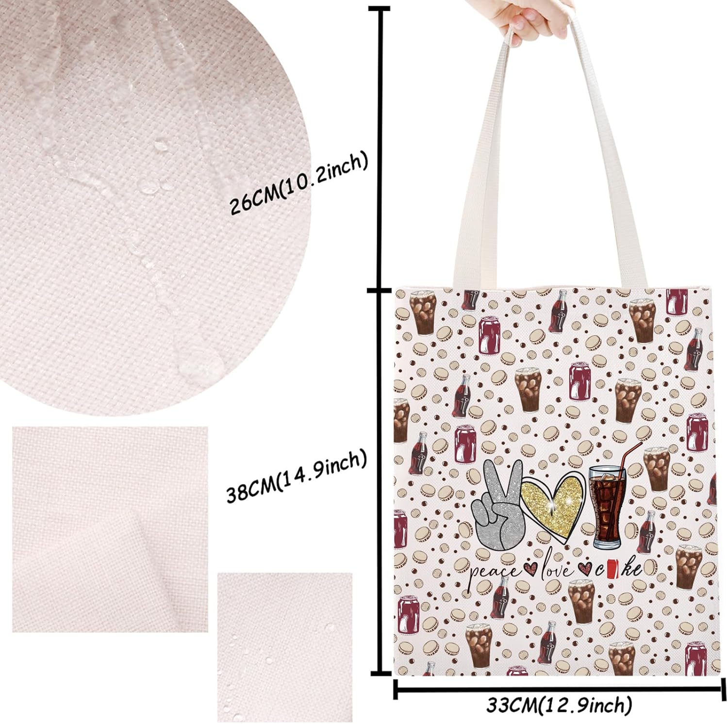 TSOTMO Drinks Merch Drinkings Soda Gift Addict Tote Bag for Drinks Lovers Soda Lovers (Peace CO Tote) - Image 2